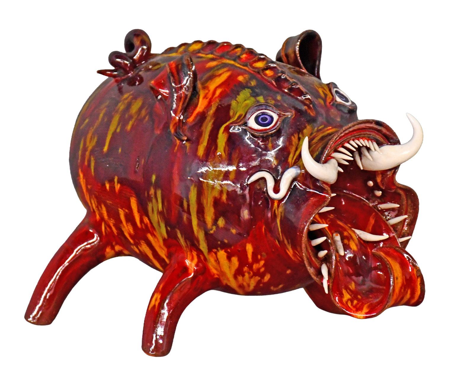Roger Corn. Multi-Colored Glaze Warthog. (1 of 10)