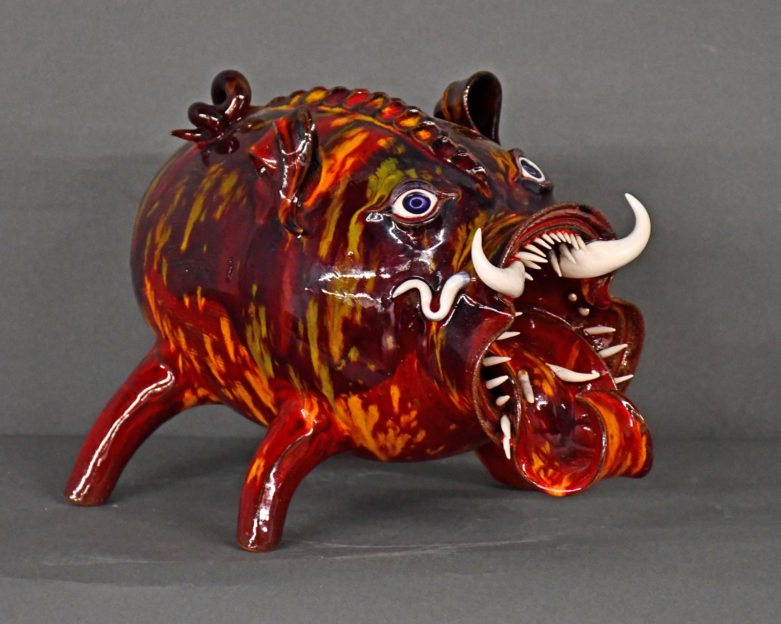 Roger Corn. Multi-Colored Glaze Warthog. - 3