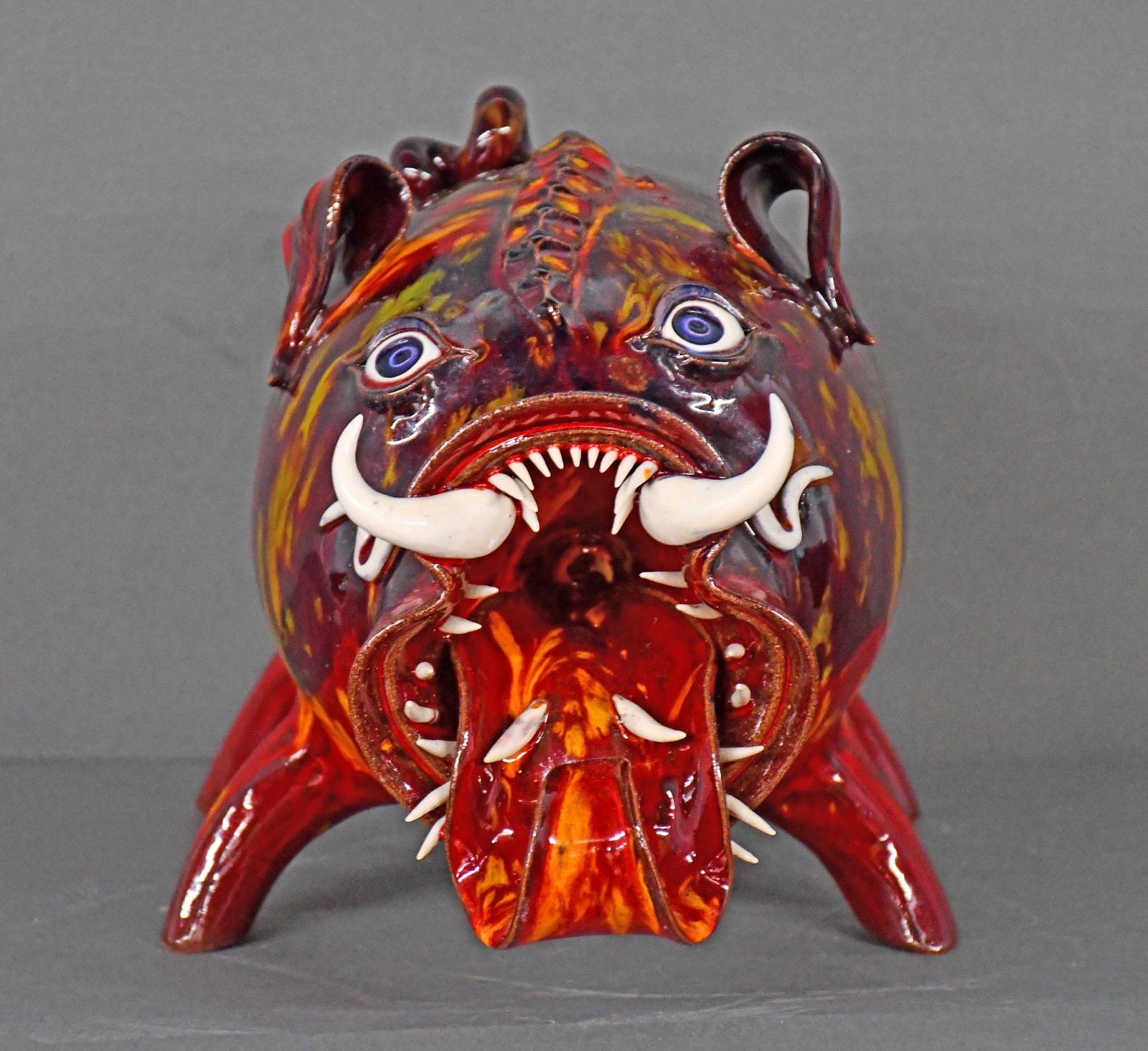 Roger Corn. Multi-Colored Glaze Warthog. - 5