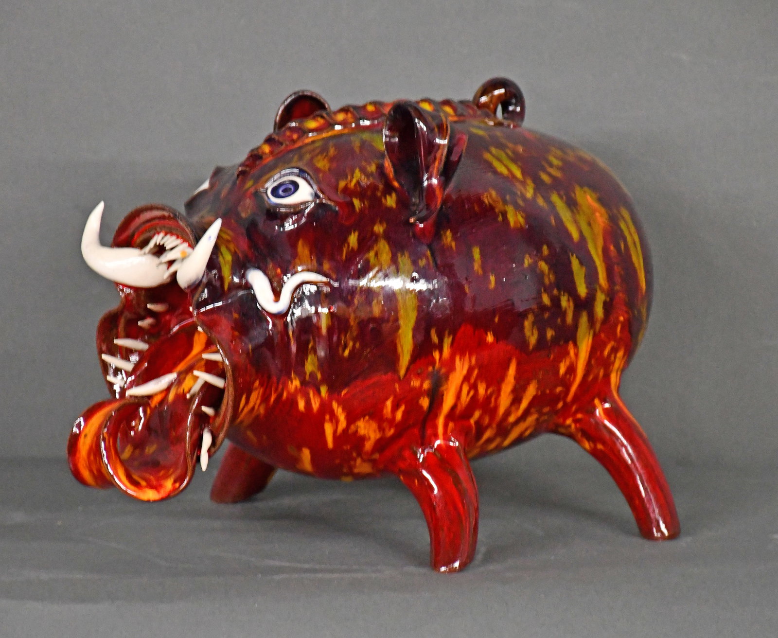 Roger Corn. Multi-Colored Glaze Warthog. - 6