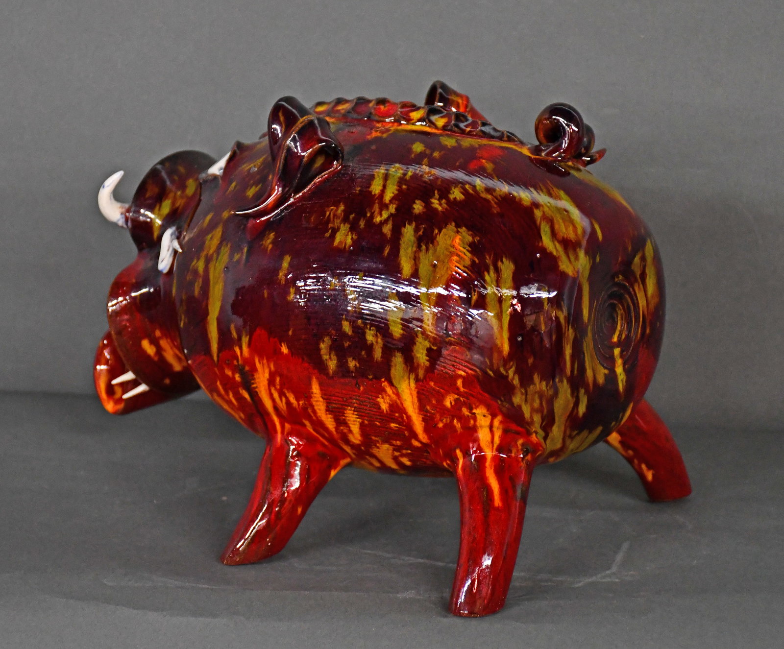Roger Corn. Multi-Colored Glaze Warthog. - 8