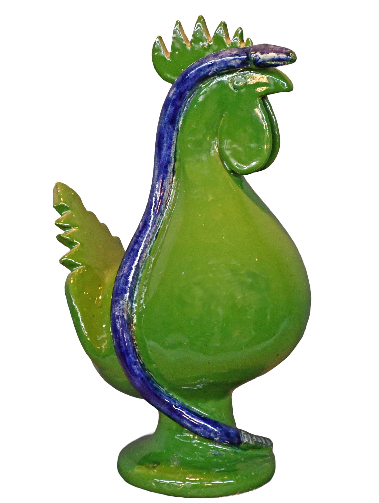 Edwin Meaders. Green Rooster with Blue Snake. (1 of 5)