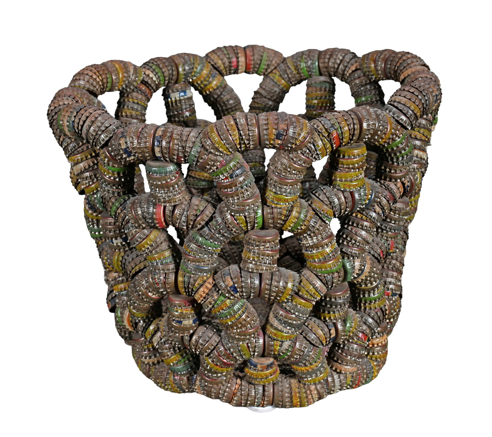 Clarence and Grace Woolsey. Bottlecap Basket. (1 of 5)