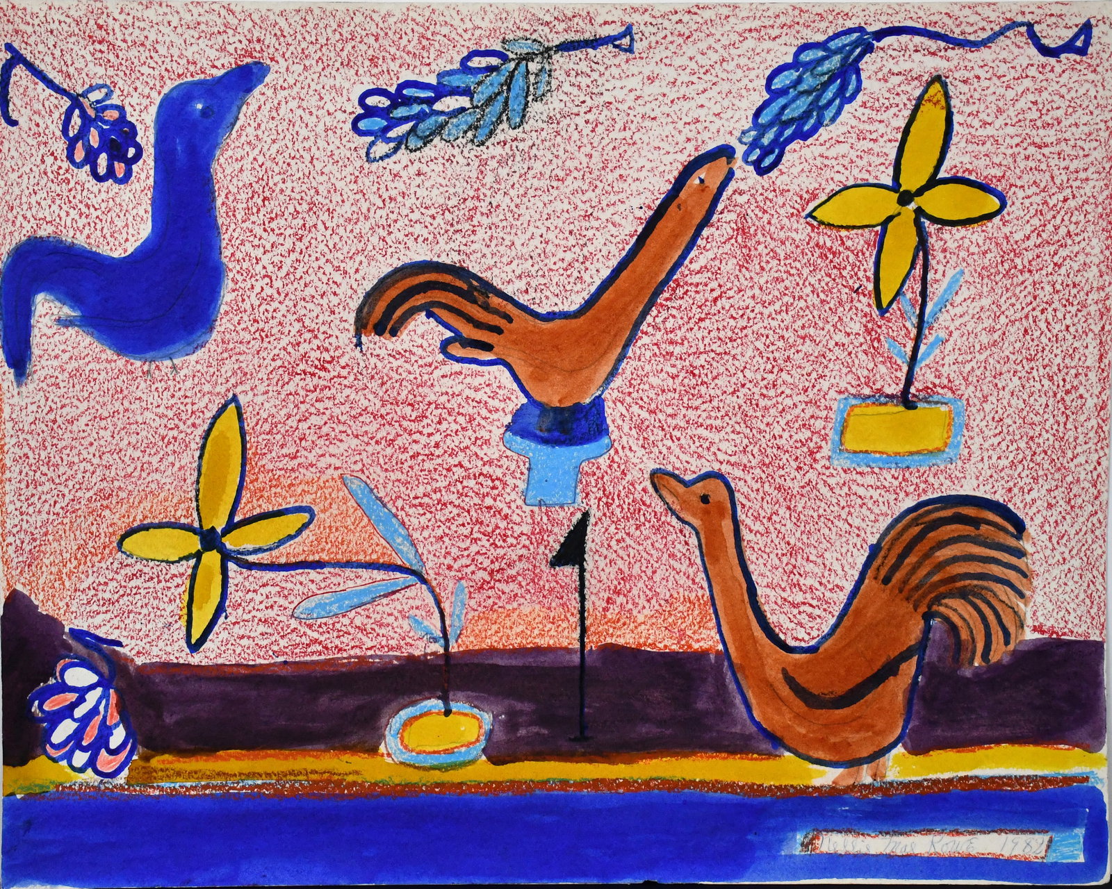 Nellie Mae Rowe. Birds in the Yard. (1 of 6)