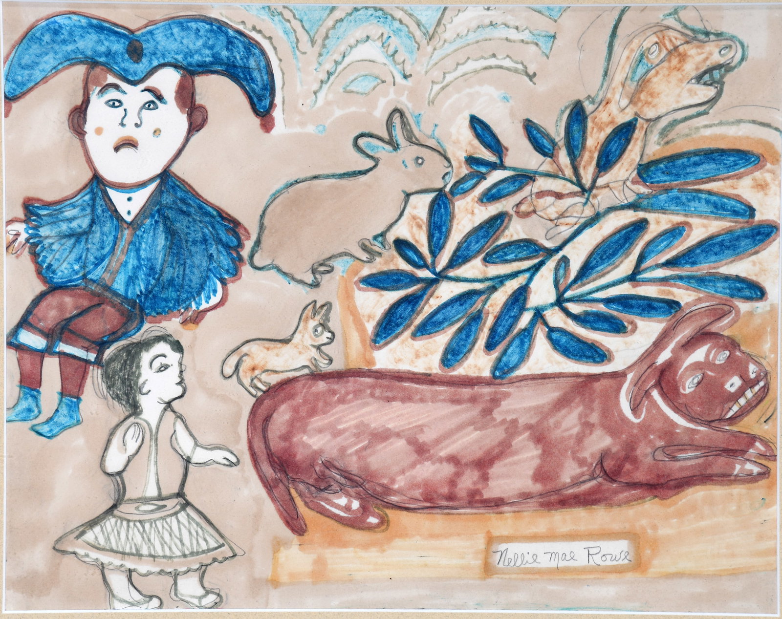 Nellie Mae Rowe. Jester in Blue with Animals. (1 of 6)
