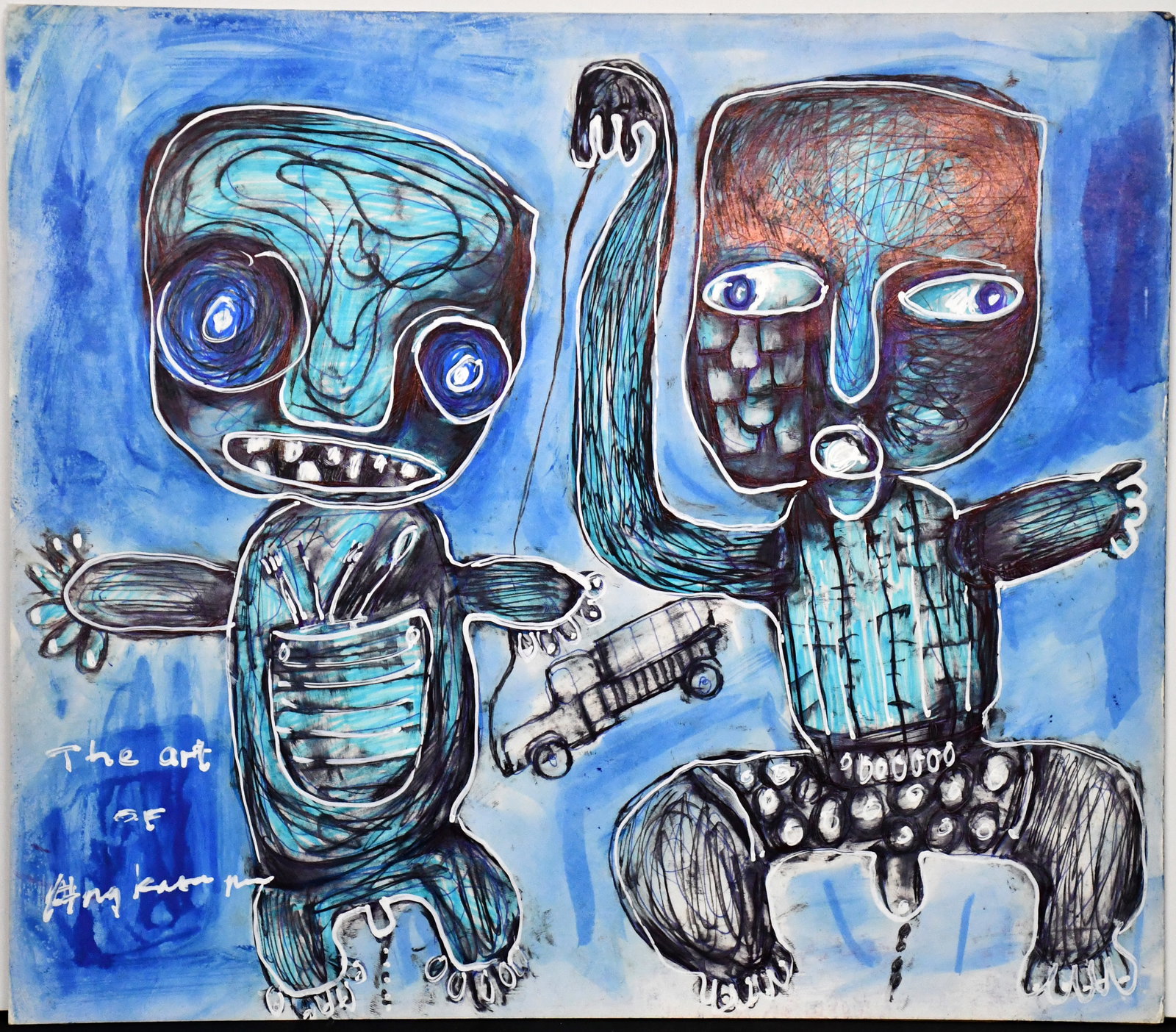 Noviadi Angkasapura. Blue Boys.: Noviadi Angkasapura. Blue Boys. c. 2013. Signed. Ink and watercolor on paper. Excellent condition. 13" w x 11.5" h. Est. $200-300. Ship: $35 Please Read Before You Bid: By registering for and/or