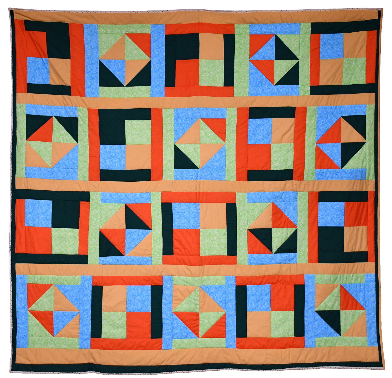 Ruth Kennedy. Gees Bend Pyramids and Squares Quilt. (1 of 4)