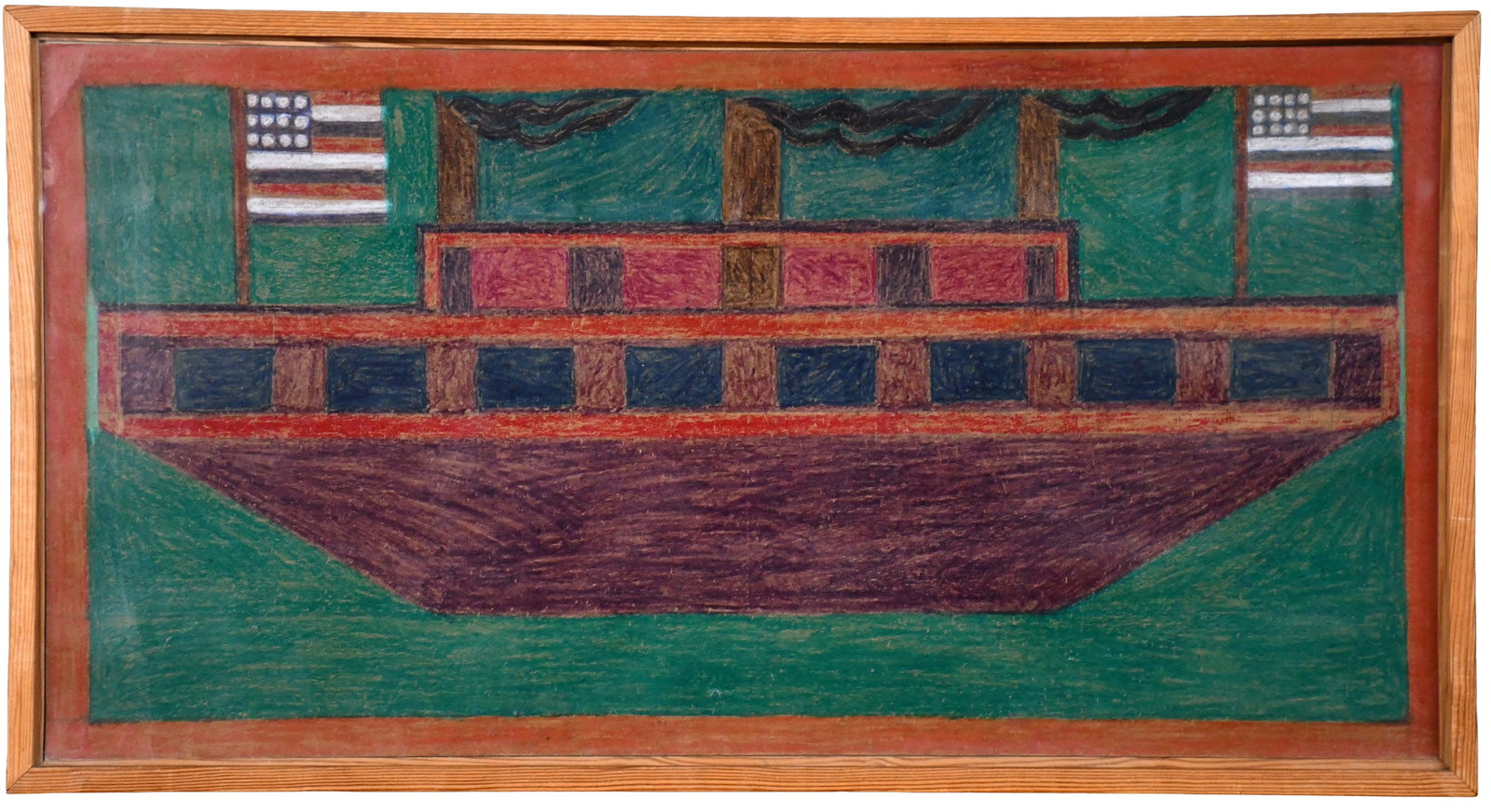 Eddie Arning. Boat With Two Flags. (1 of 7)