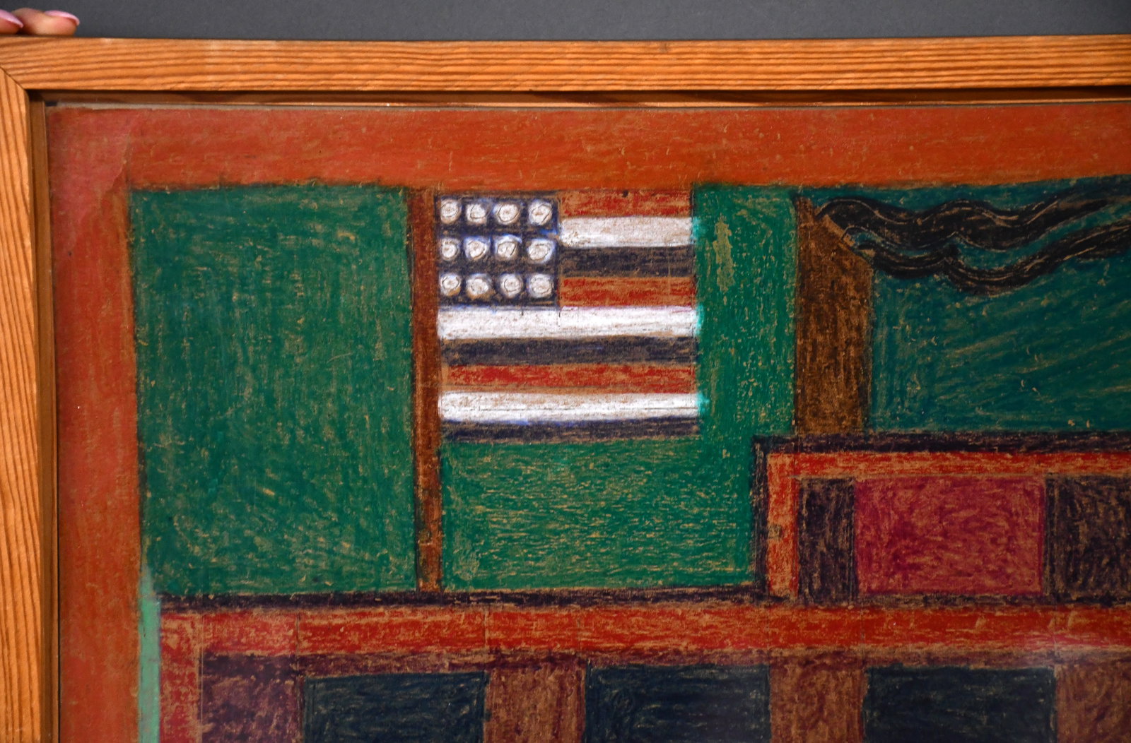 Eddie Arning. Boat With Two Flags. - 5