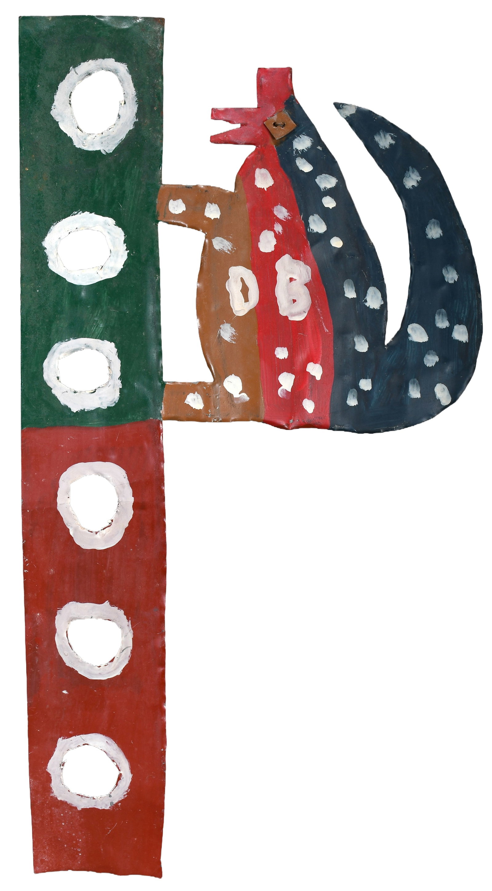 David Butler. Squirrel In a Tree.: David Butler. Squirrel In a Tree. Initialed. Paint on cut out tin. Excellent condition. 13.5" w x 26.5" h. Provenance: Lynne Ingram. Est. $500-800. Ship: $65 Please Read Before You Bid: By registering