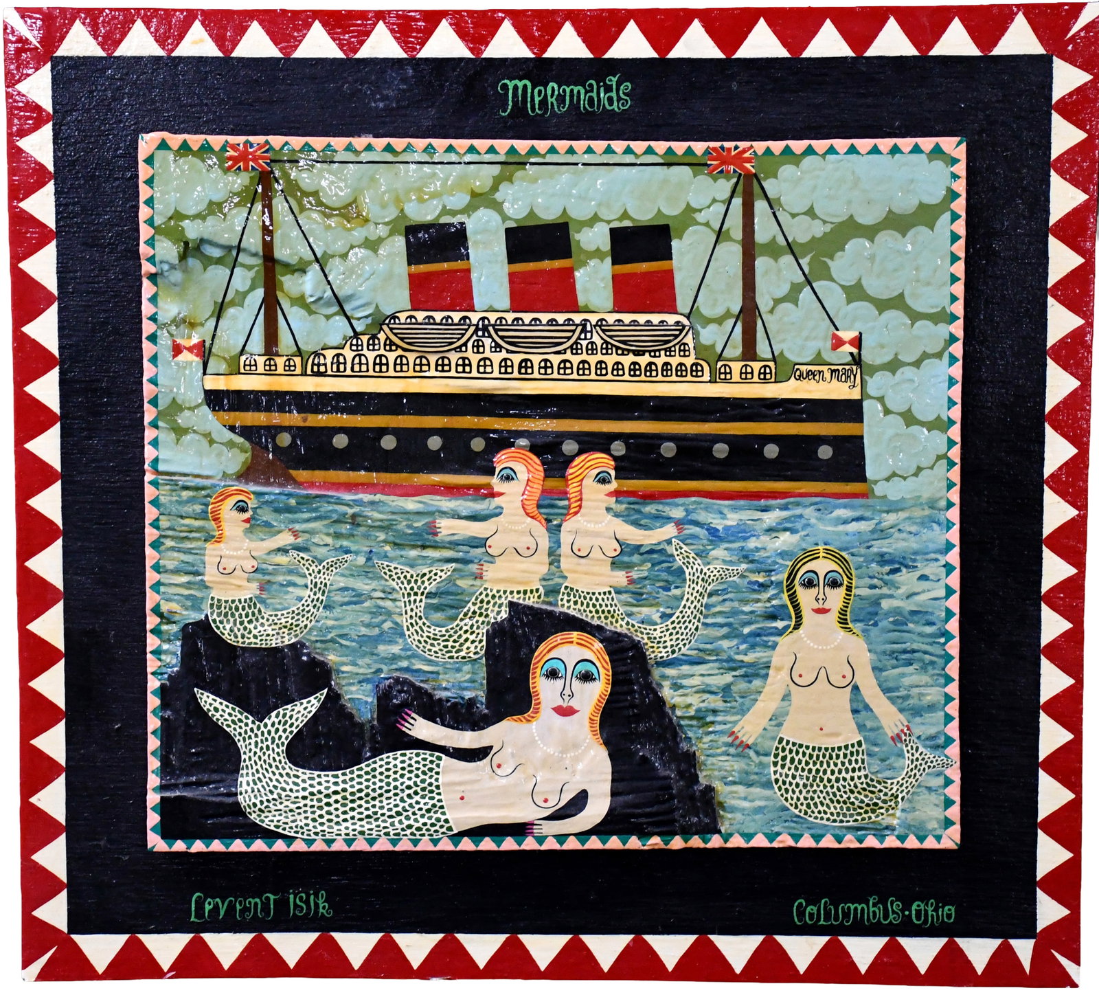 Levent Isik. Mermaids.: Levent Isik. Mermaids. 2000. Signed, dated, and titled. Paint and varnish on found board. Excellent condition. 19" w x 18" h. Est. $800-1,200. Ship: $55 Please Read Before You Bid: By registering