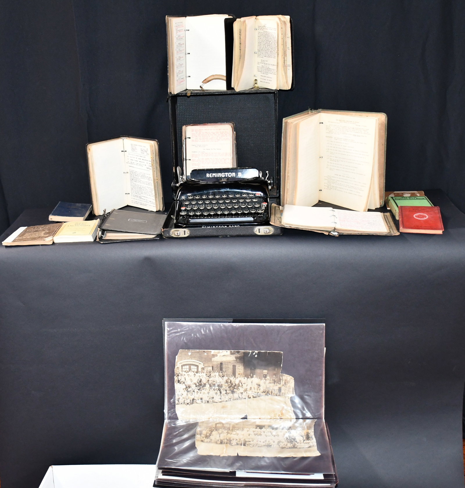 Rev. Samuel Phillips. Typewriter, 7 Typed Books of Sermons with Ephemera & Photos. (1 of 4)