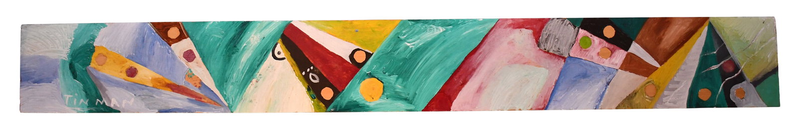 Charlie Lucas. Looking At the World.: Charlie Lucas. Looking At the World. Signed. Paint on board. Great condition. 83.5" w x 10" h. Est. $300-500. Buyer is responsible for shipping. Please Read Before You Bid: By registering for and/or p