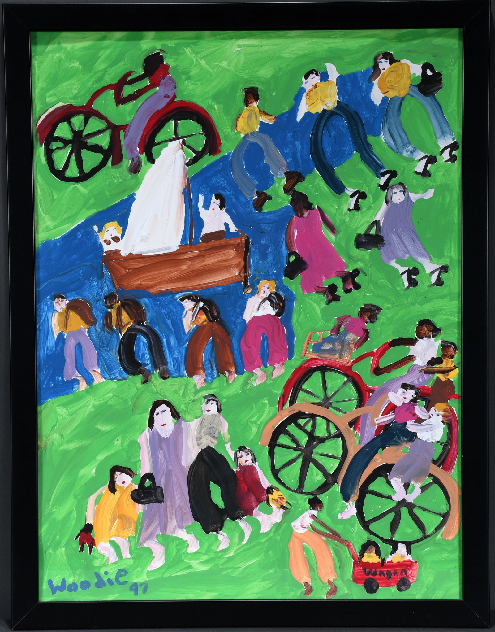 Woodie Long. Playing at the Park.: Woodie Long. Playing at the Park. 1997. Signed and dated. Paint on paper. Excellent condition. Size with frame 20" w x 26" h. Est. $800-1,200. Ship: $85 Please Read Before You Bid: By registering