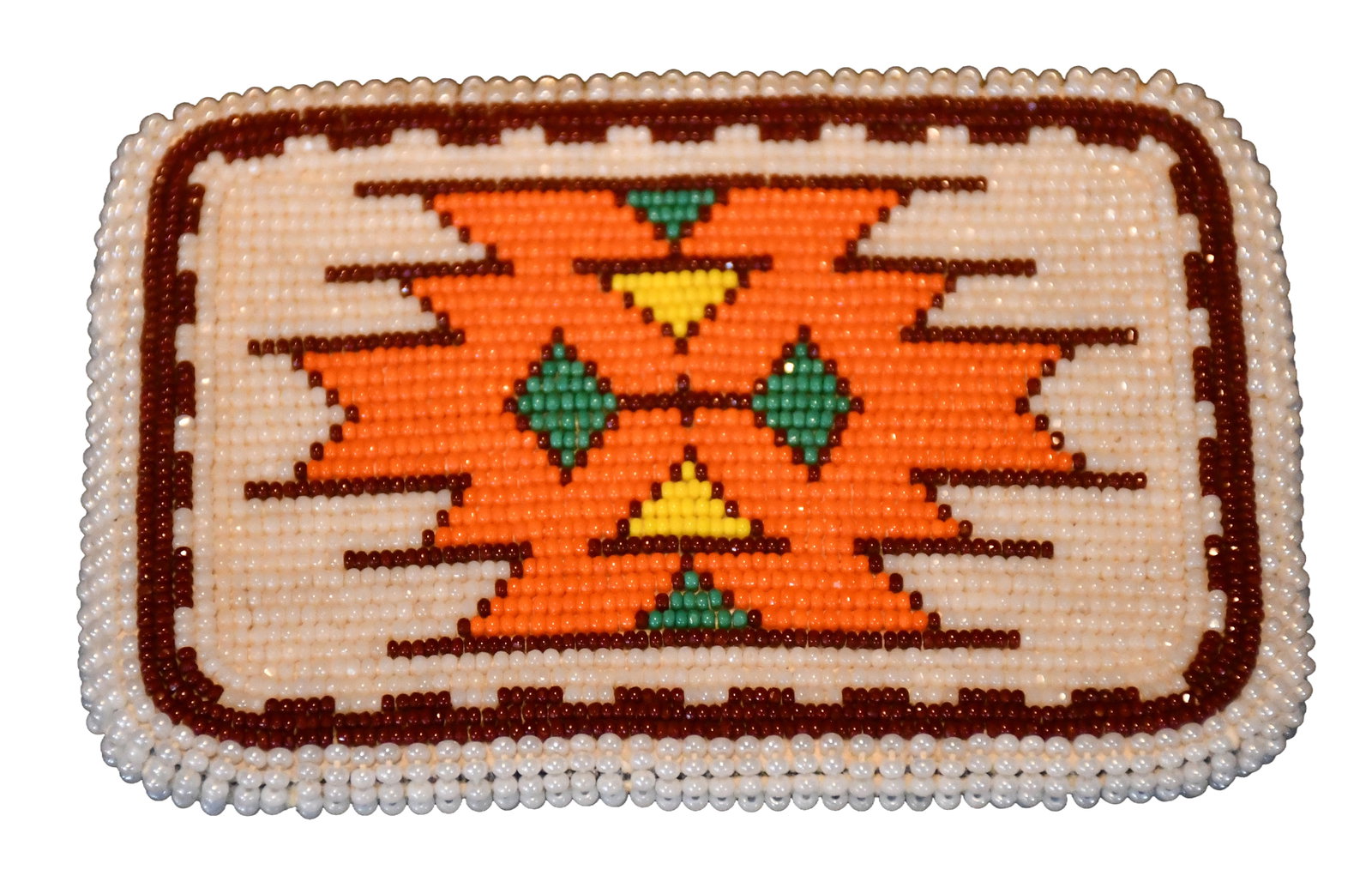 Native American Crow. Beaded Belt Buckle.: Native American Crow. Beaded Belt Buckle. c. 1950. Not signed. Glass beads and natural hide. Excellent condition. 4.5" w x 3" h. Est. $200-300. Ship: $25 Please Read Before You Bid: By registering