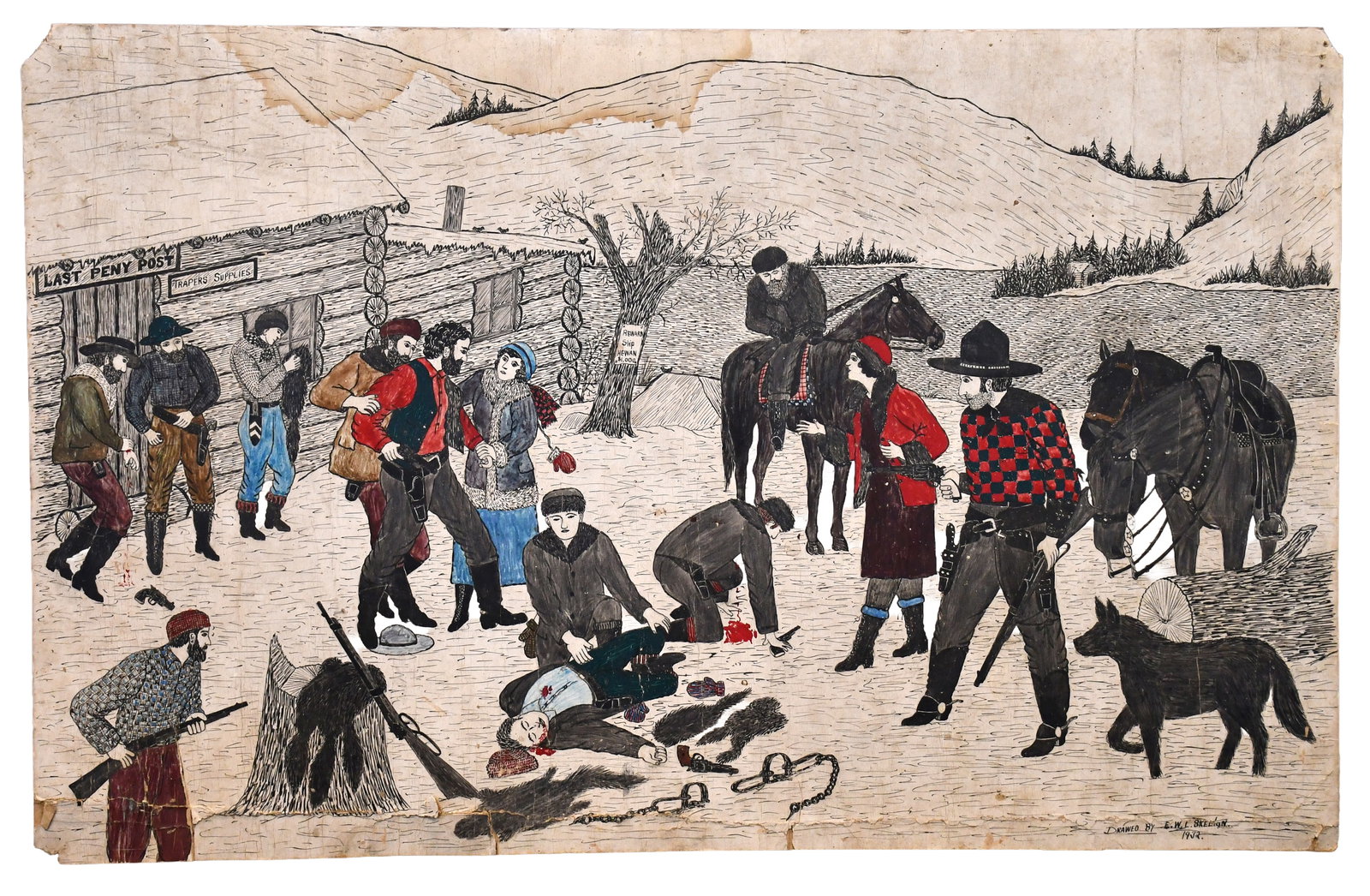 E.W.L. Skeleton. Gun Battle at Trapper Post & N. Shore of Wild Huron Mountains Maps. (1 of 13)