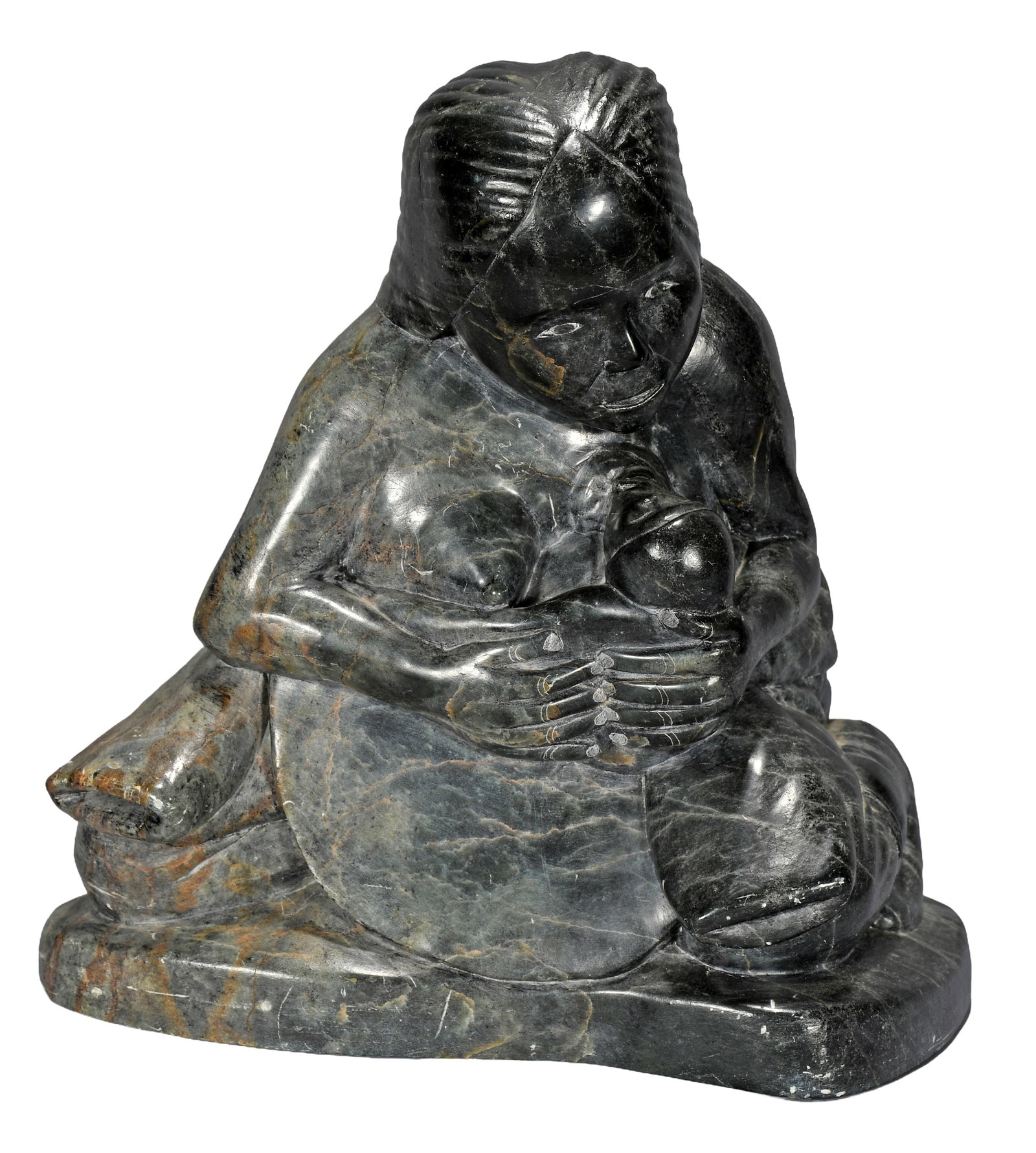 B.D.F. Inuit Artist. Mother Nursing Child Carving. (1 of 6)