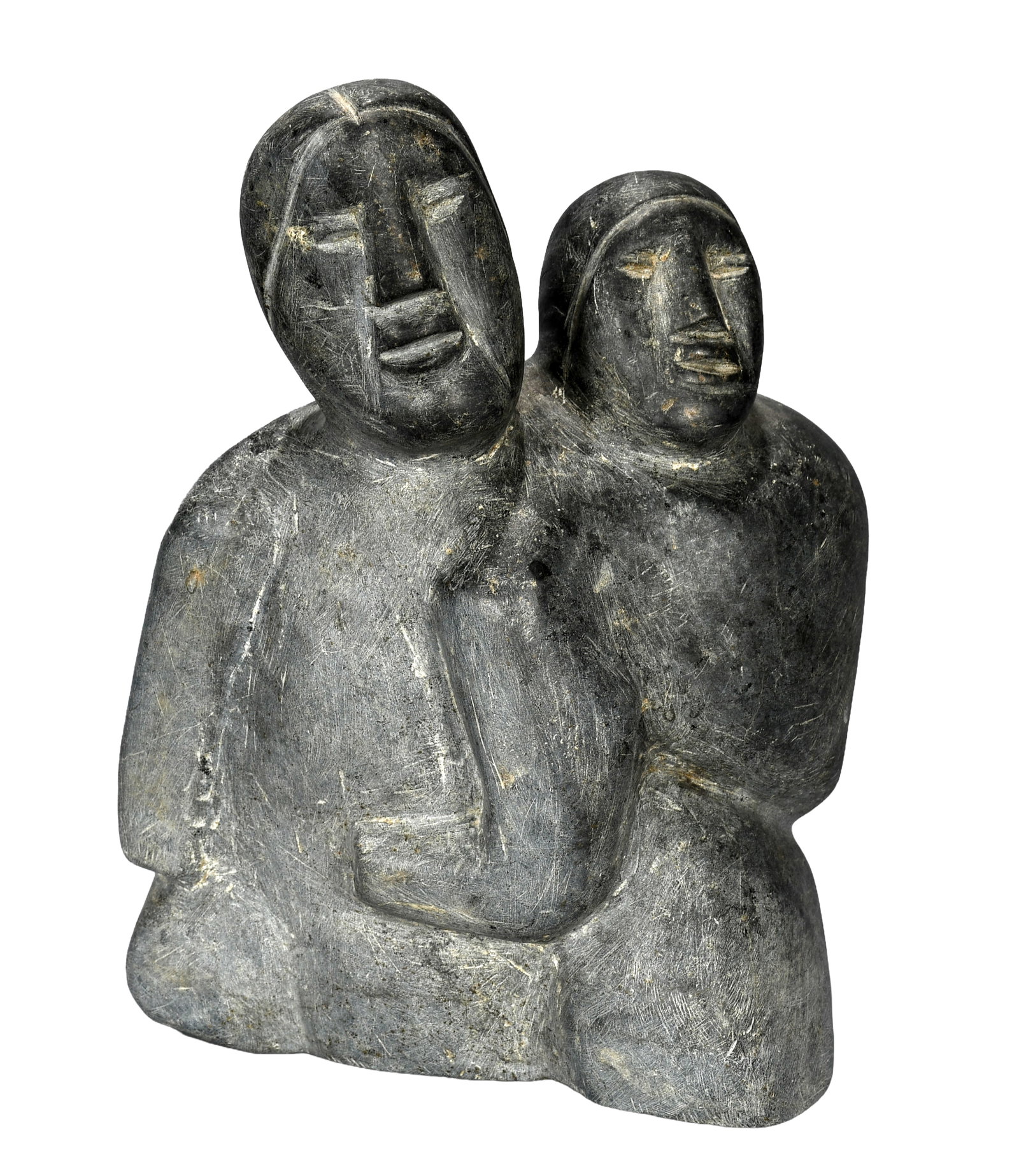 Camila Iqulik. Inuit Women Carving.: Camila Iqulik. (1963-2005). Inuit Women. 1984. Initialed. Carved basalt. Excellent condition. 10" w x 12" h. Est. $300-500. Ship: $85 Please Read Before You Bid: By registering for and/or placing a bi