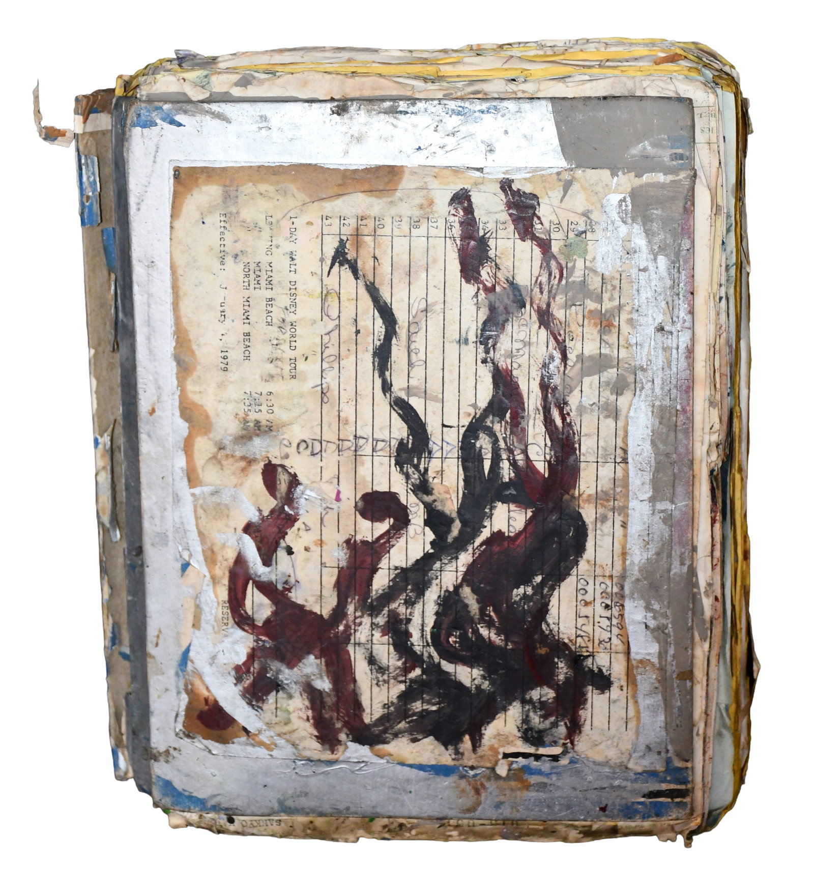 Purvis Young. Large Scrapbook.: Purvis Young. Large Scrapbook. c. 1980s. Signed and dated. Paint and ink with collage on paper. Great condition. 9.5" w x 11" h x 2.5" d. Est. $1,000-2,000. Ship: $45 Please Read Before You Bid: By re