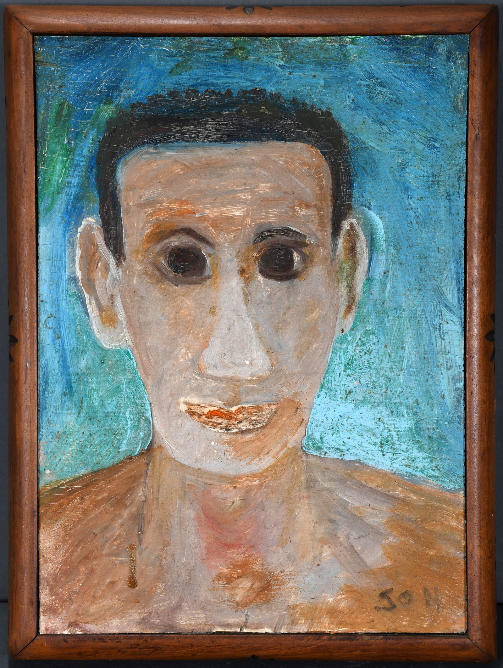 Jon Serl. Pete.: Jon Serl. Pete. Signed. Paint on board. Great condition. Size with frame is 12" w x 16" h. Provenance: The Richard Gasperi and James Resko Private Collection. Dominican Sisters. Est. $500-800. Ship: