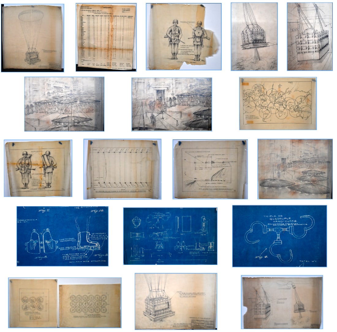 P.H. Knatz. Group of Quasi Military and Industrial Sketches.: P.H. Knatz. Group of Quasi Military and Industrial Sketches. c. 1947-1950. Graphite on tracing paper. Fair condition. Largest is 36" w x 21" h. Est. $300-500. Shipped in a tube for $65 Please Read