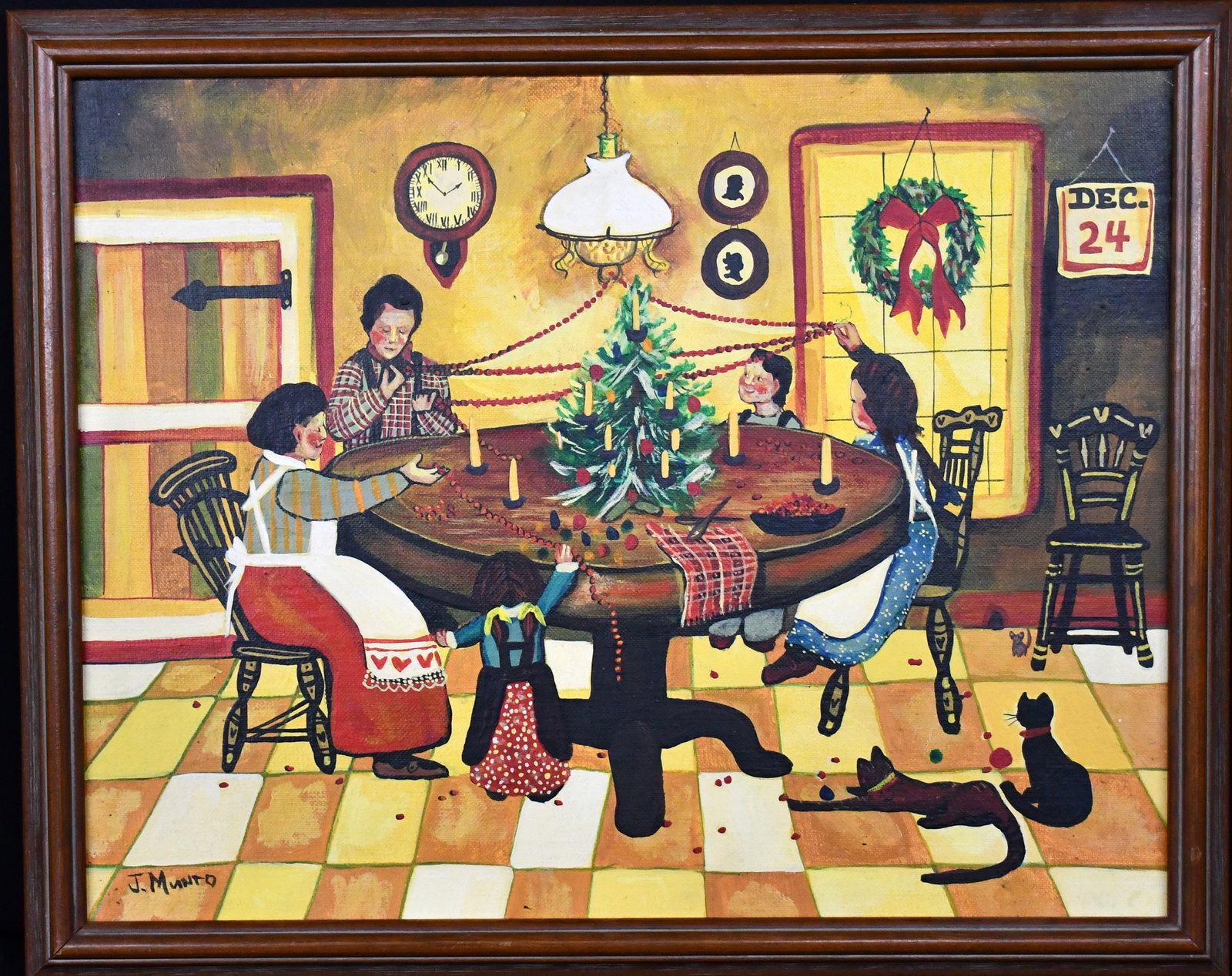 Janet Munro. Christmas Eve.: Janet Munro. Christmas Eve. Signed. Paint on canvas panel. Excellent condition. Size with frame is 20" w x 16" h. Est. $400-600. Ship: $45 Please Read Before You Bid: By registering for and/or