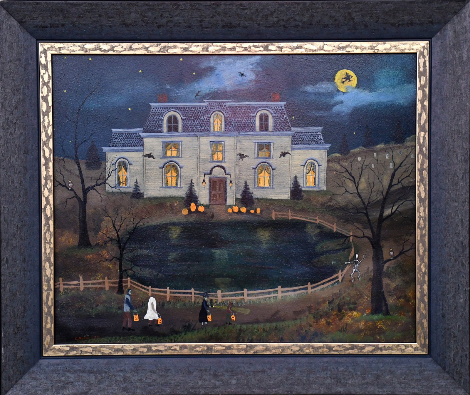 Charlie Munro. Halloween.: Charlie Munro. Halloween. 2001. Signed and dated. Oil on Masonite. Excellent condition. Size with frame is 25" w x 21" h. Est. $400-600. Ship: $65 Please Read Before You Bid: By registering for