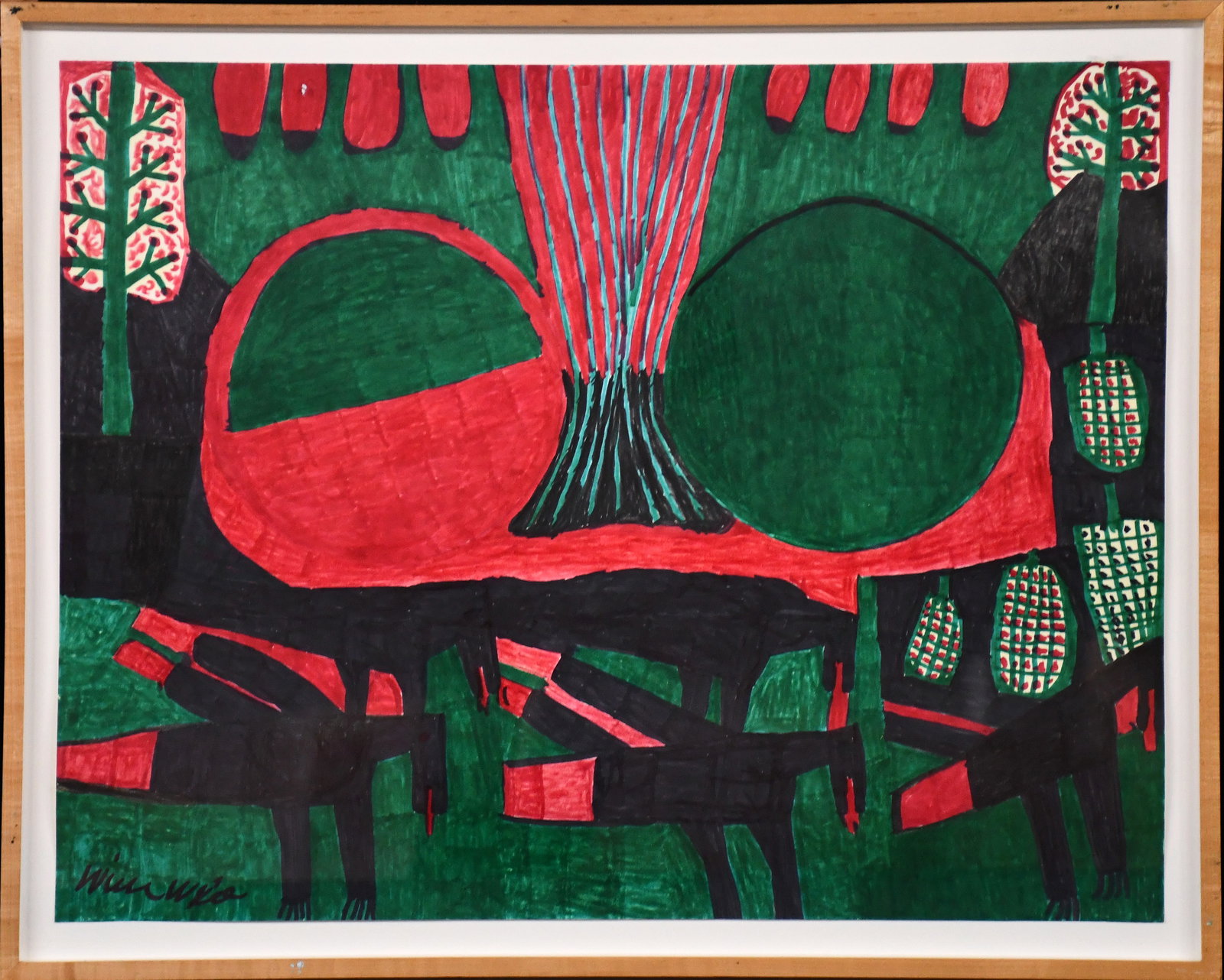 Willie White. Five Crows.: Willie White. Five Crows. Signed. Marker on poster. Excellent condition. Size with frame is 31" w x 25" h. Est. $300-500. Ship: $100 Please Read Before You Bid: By registering for and/or placing a