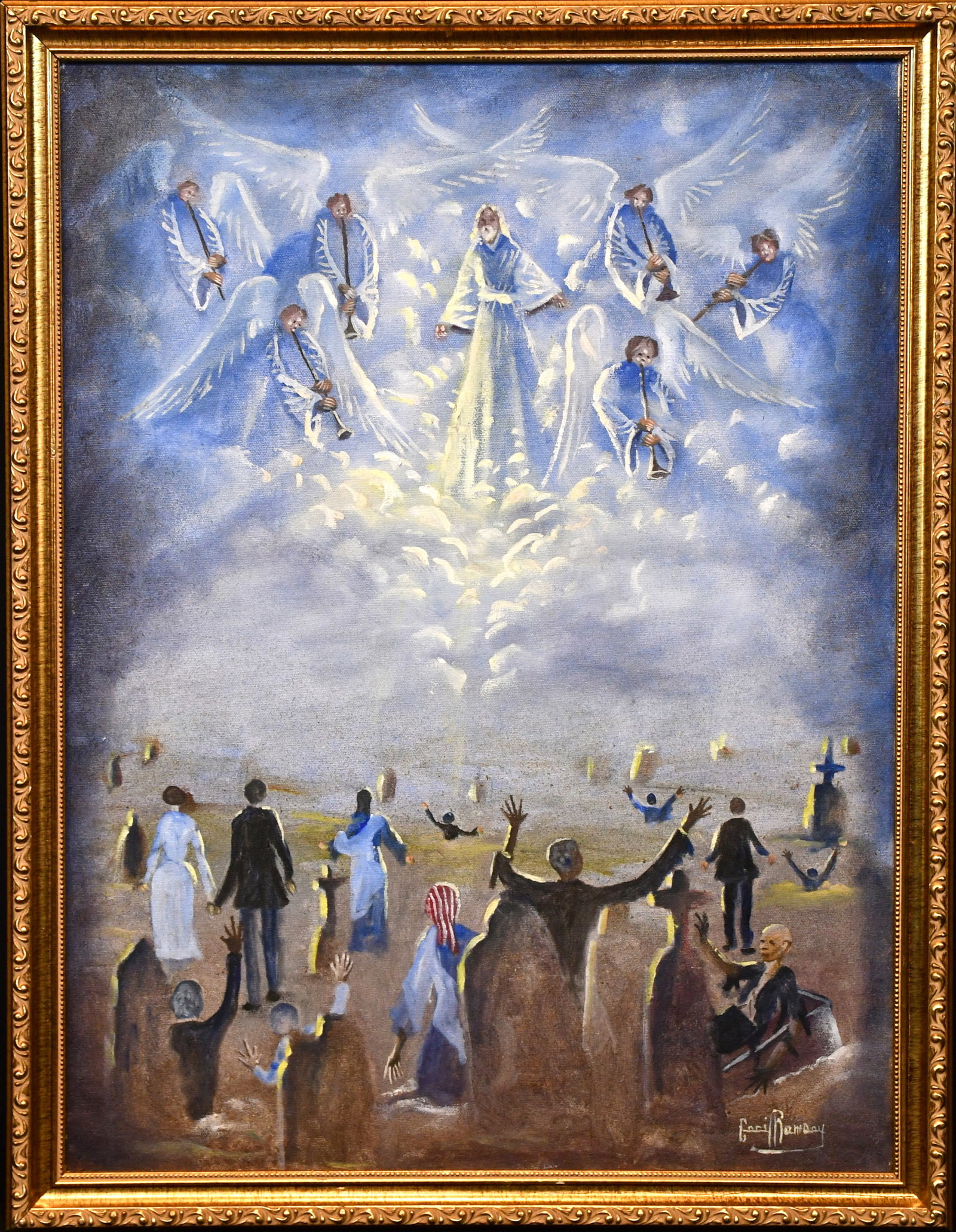 Cecil Ramsey. Start of the Resurrection.: Cecil Ramsey. Start of the Resurrection. Signed. Oil on canvas. Excellent condition. Size with frame is 20" w x 26" h. Est. $300-500. Ship: $55 Please Read Before You Bid: By registering for