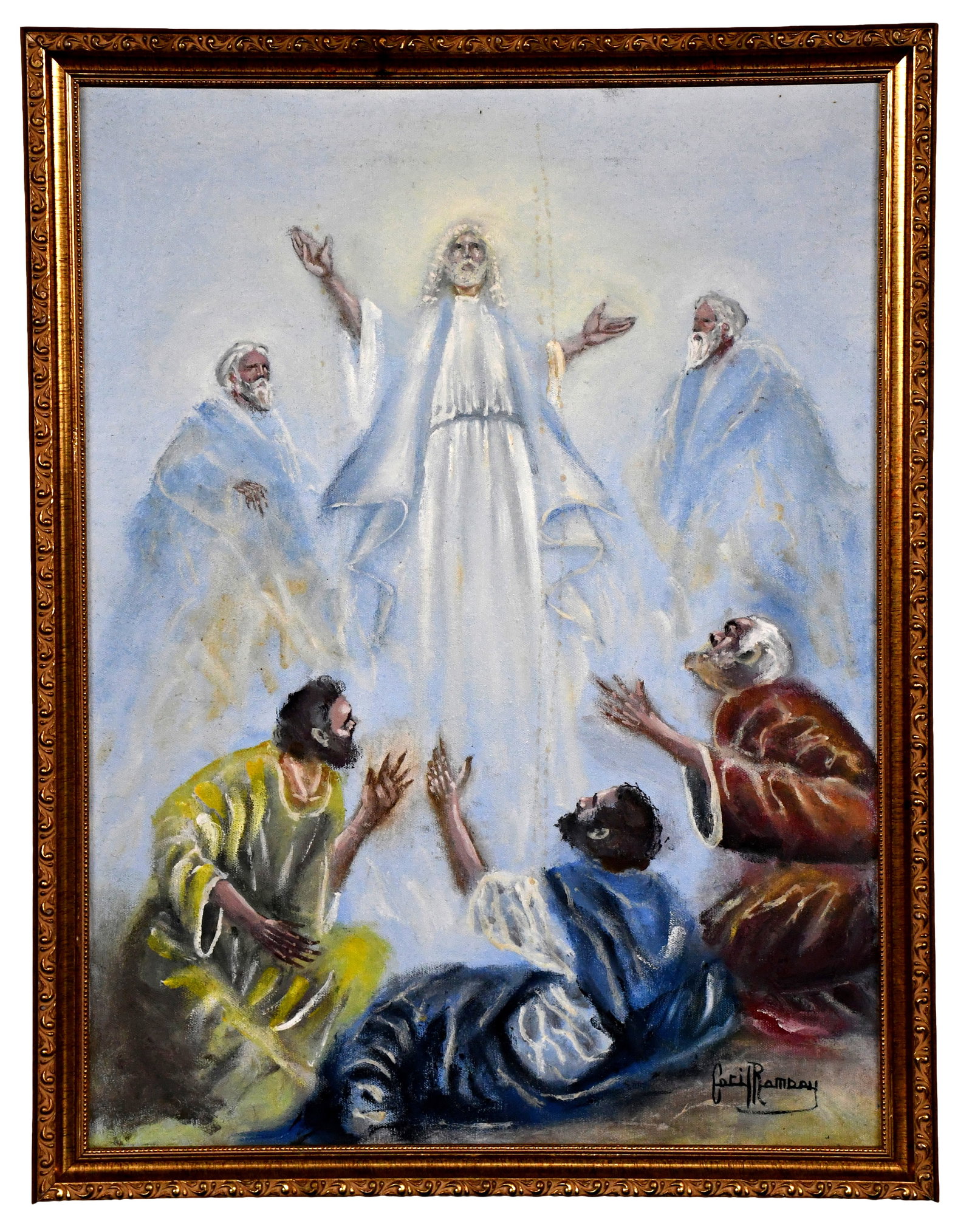 Cecil Ramsey. The Vision.: Cecil Ramsey. The Vision. Signed. Oil on canvas. Excellent condition. Size with frame is 20" w x 26" h. Est. $300-500. Ship: $55 Please Read Before You Bid: By registering for and/or placing a bid