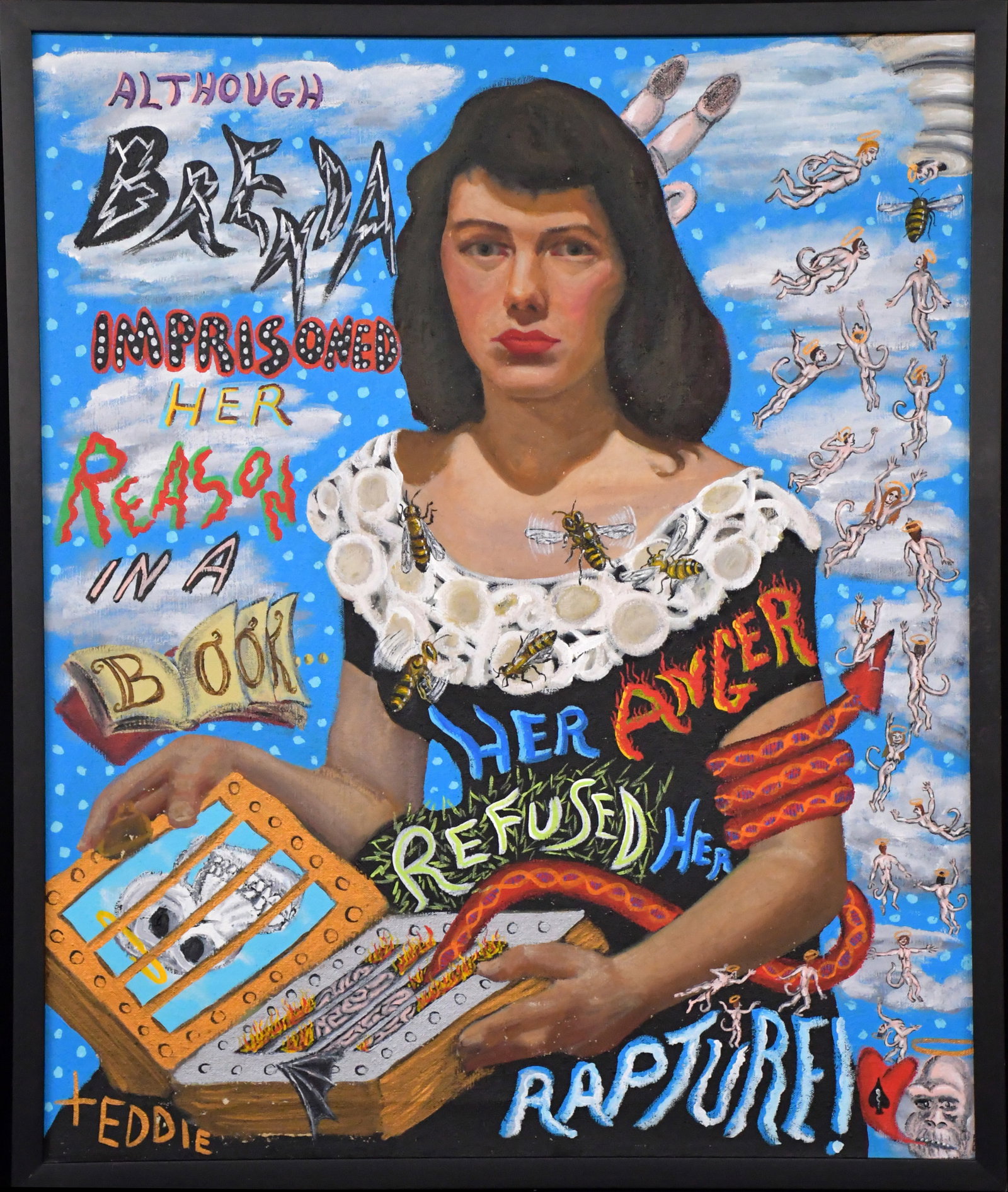 Eddie Breen. Rapture.: Eddie Breen. Rapture. Signed and titled. Overpainted oil on canvas. Great condition. Size with frame is 26" w x 31" h. Est. $400-600. Ship: $85 Please Read Before You Bid: By registering for