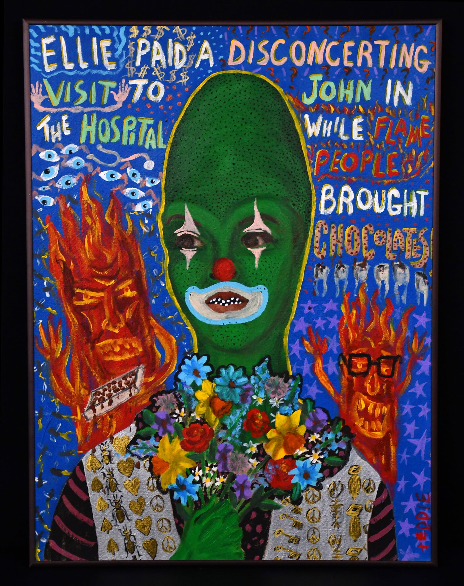 Eddie Breen. Ellie.: Eddie Breen. Ellie. Signed and titled. Overpainted oil on canvas panel. Great condition. Size with frame is 18" w x 24" h. Est. $200-400. Ship: $55 Please Read Before You Bid: By registering for