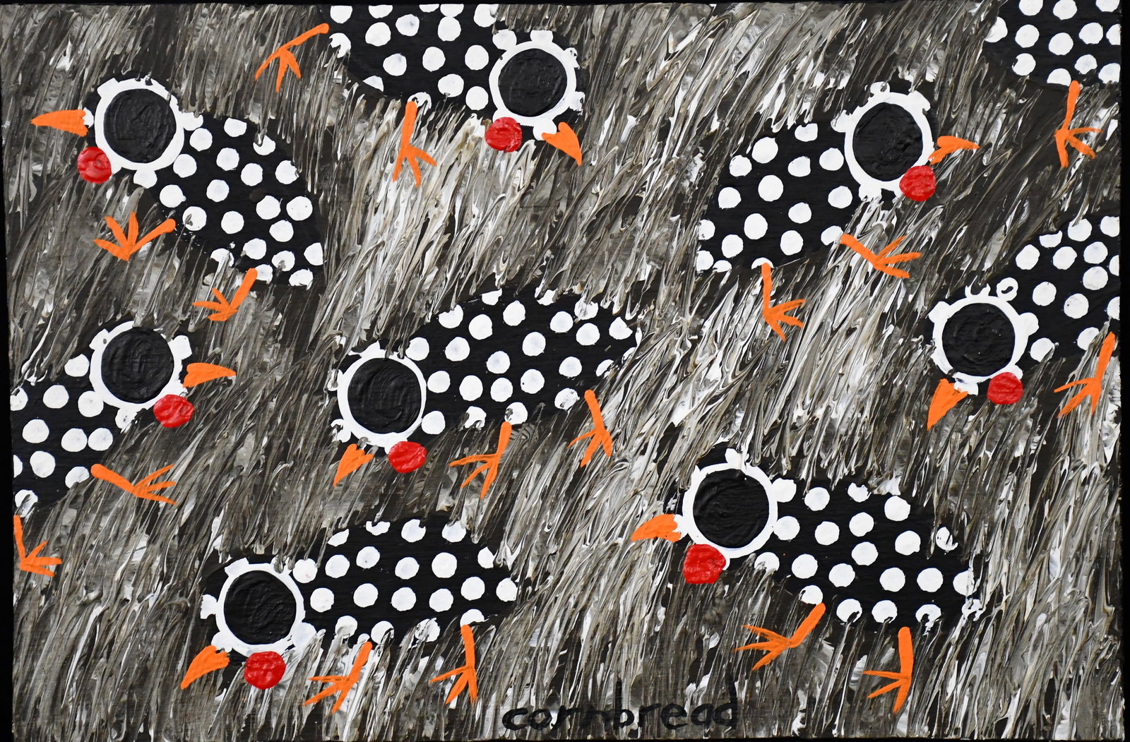 John Cornbread Anderson. Guinea Chicks.: John Cornbread Anderson. Guinea Chicks. 2007. Signed, dated, and titled. Paint on board. Excellent condition. 23" w x 16" h. Est. $300-500. Ship: $65 Please Read Before You Bid: By registering for