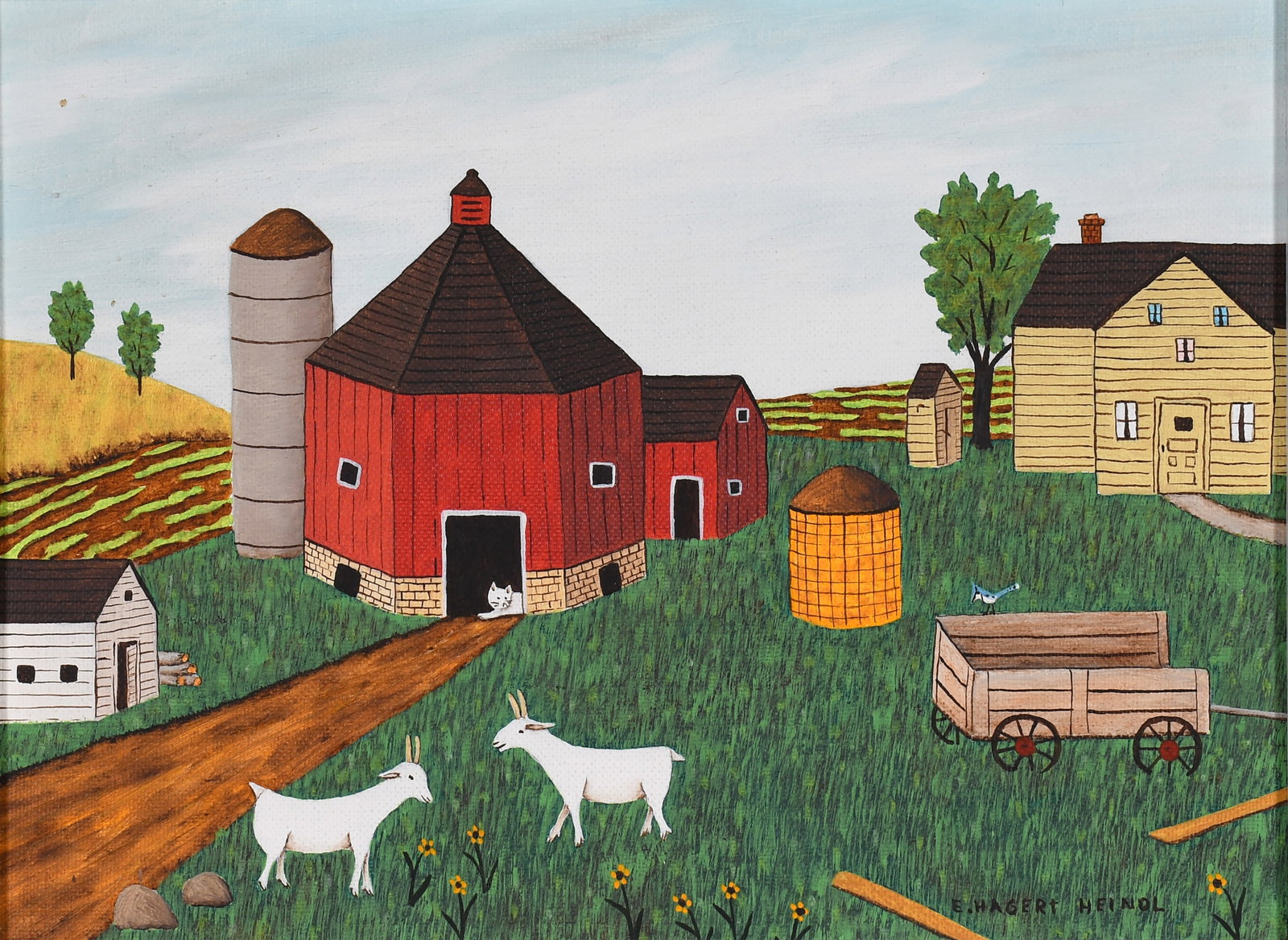 Elsie Hagert Heindl. Kitty Is Squinting.: Elsie Hagert Heindl. Kitty Is Squinting. Signed and titled on verso. Oil on canvas panel. Image is 12" w x 9" h. Frame is 15" w x 12" h. Est. $200-300. Ship: $45 Please Read Before You Bid: By