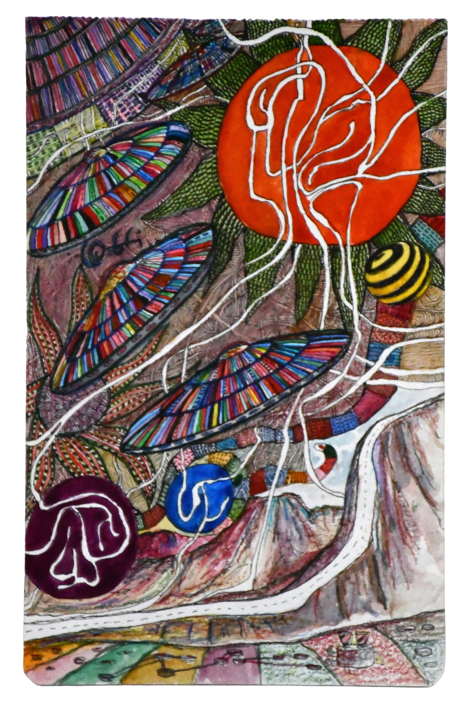 George Lowe. Spaceships Around the Sun.: George Lowe. (1957-2025). Spaceships Around the Sun. Initialed. Marker and ink on paper. Excellent condition. Image is 5" w x 8" h. Frame is 14.5" x 17.5" h. Est. $500-800. Ship: $55 Please Read Befor