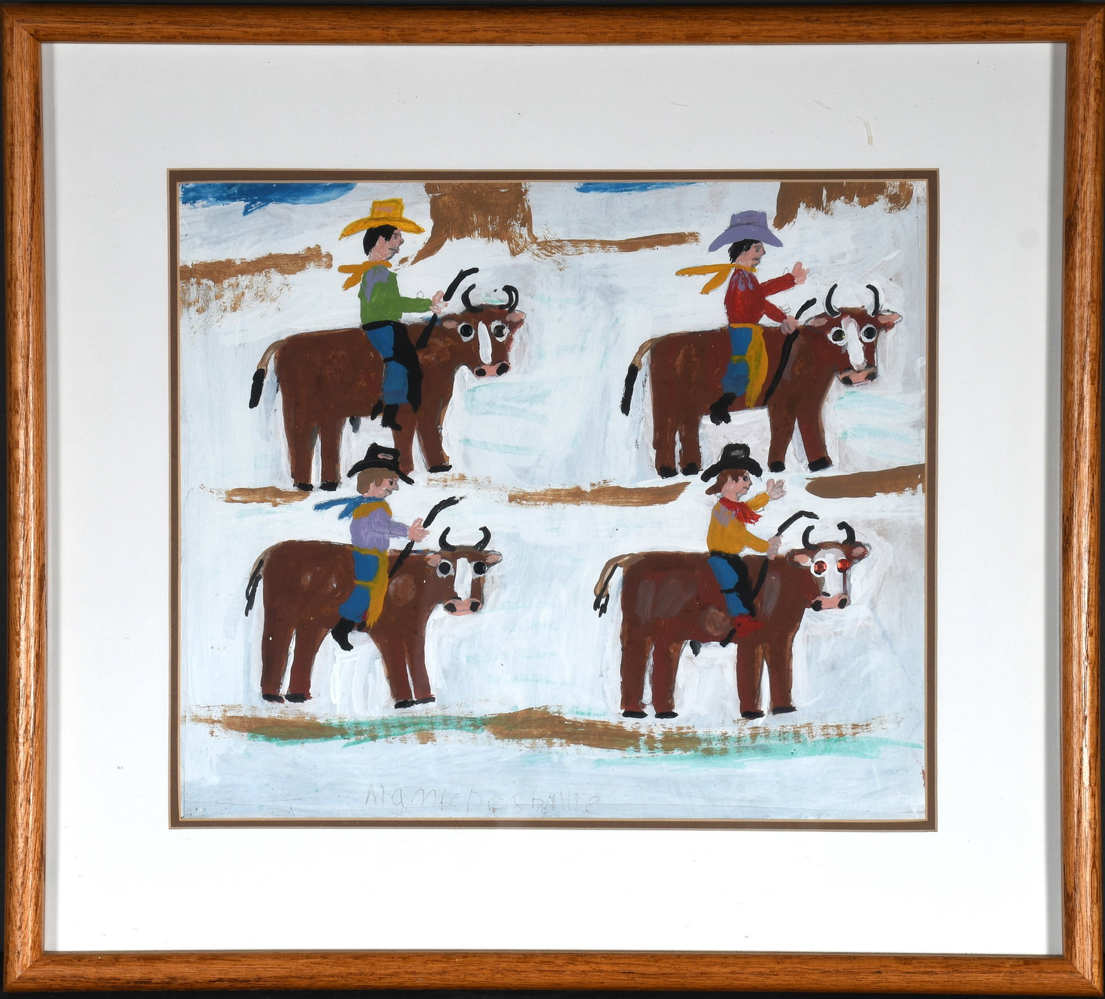 Mamie Deschillie. Cowboys on Cows. (1 of 5)