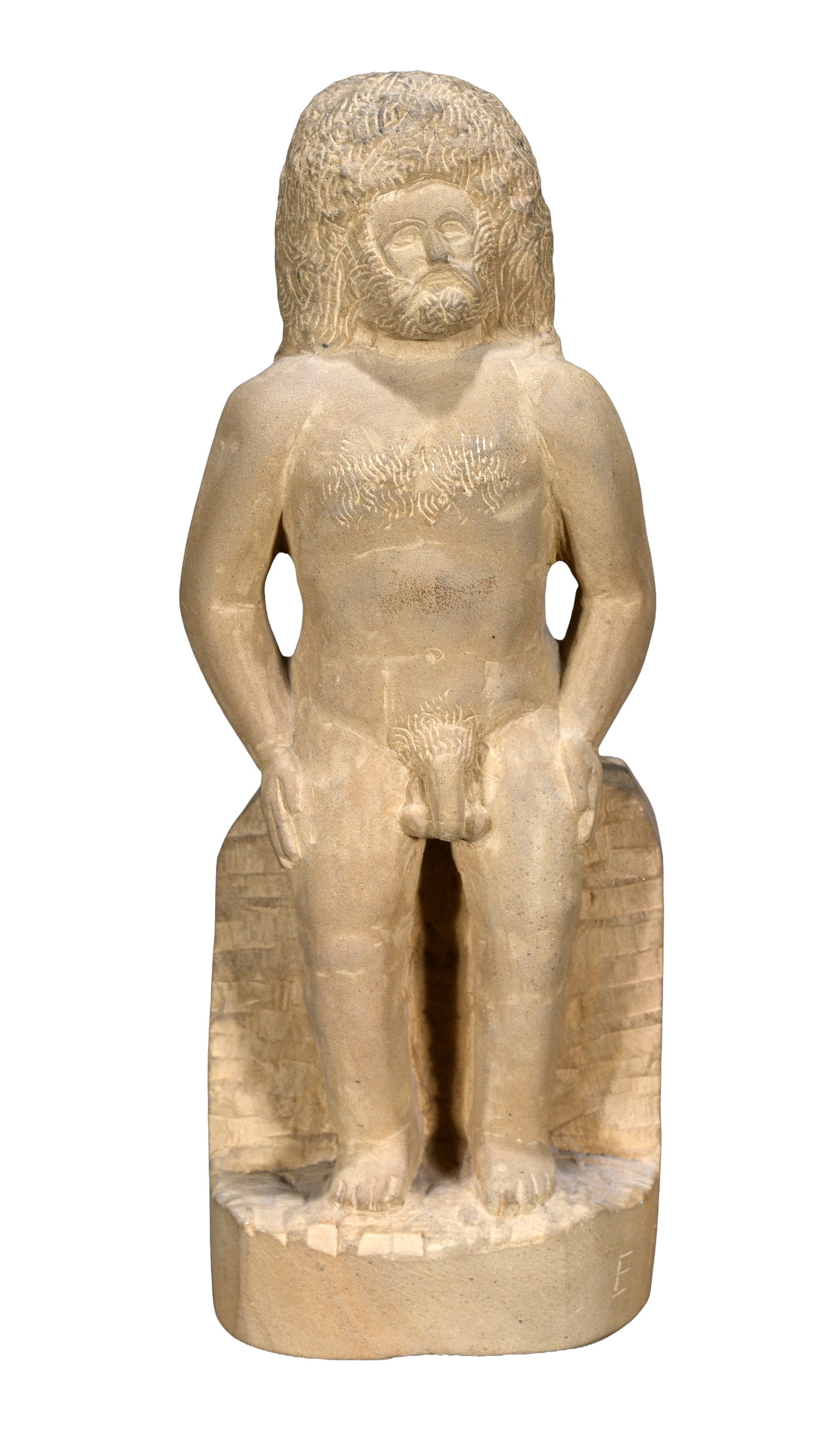 Popeye Reed. Seated Nude Male.: Popeye Reed. (1919-1985). Seated Nude Male. 1979. Signed and dated. Carved limestone. Excellent condition. 13.5" h. Provenance: Richard Gasperi and James Resko Private Collection. Est. $400-600.