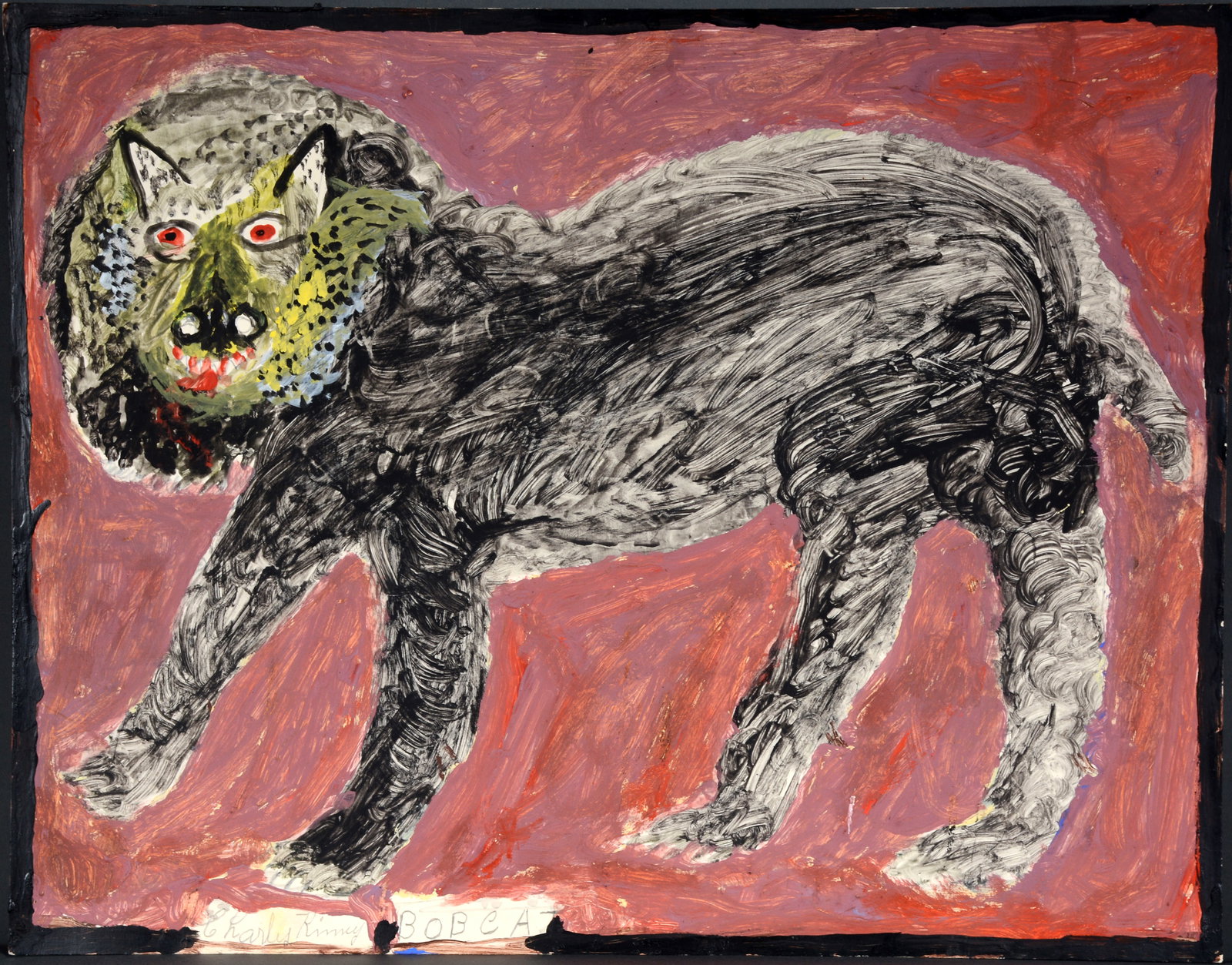 Charley Kinney. Bobcat.: Charley Kinney. Bobcat. Signed and titled. Paint on poster. Excellent condition. 28" w x 22" h. Est. $500-800. Ship: $85 Please Read Before You Bid: By registering for and/or placing a bid in any Slot