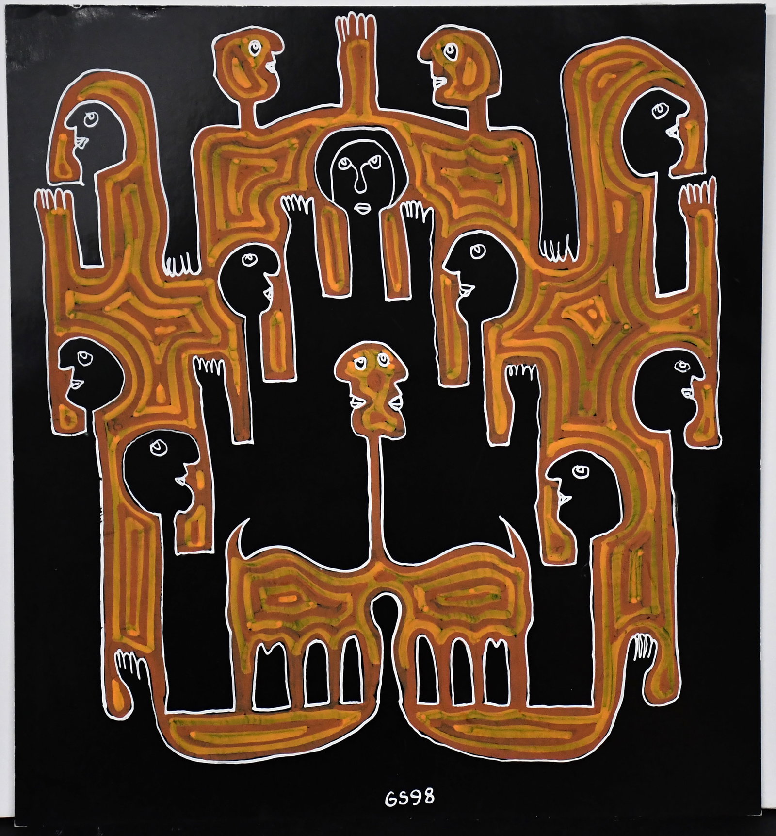 Gerard Sendrey. Figures In Black and Orange.: Gerard Sendrey. Figures In Black and Orange. 1998. Initialed and dated. Ink and gouache on found paper. Excellent condition. 10" w x 9" h. Est. $200-300. Ship: $35 Please Read Before You Bid: By