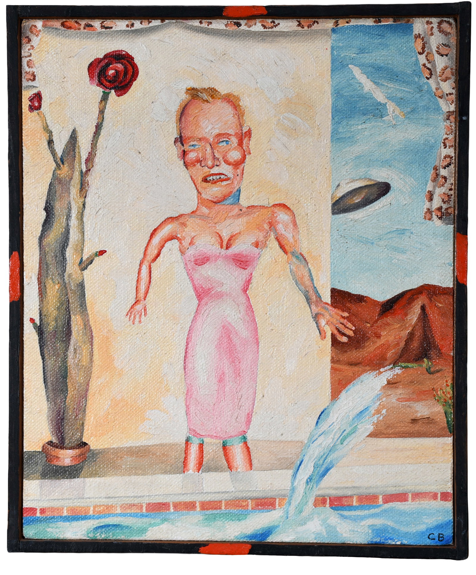 Charles Blank. Alien Visit.: Charles Blank. Alien Visit. Oil on linen. Excellent condition. Size with frame is 10.5" w x 12.5" h. Provenance: Richard Gasperi and James Resko Collection. Est. $100-200. Ship: $45 Please Read