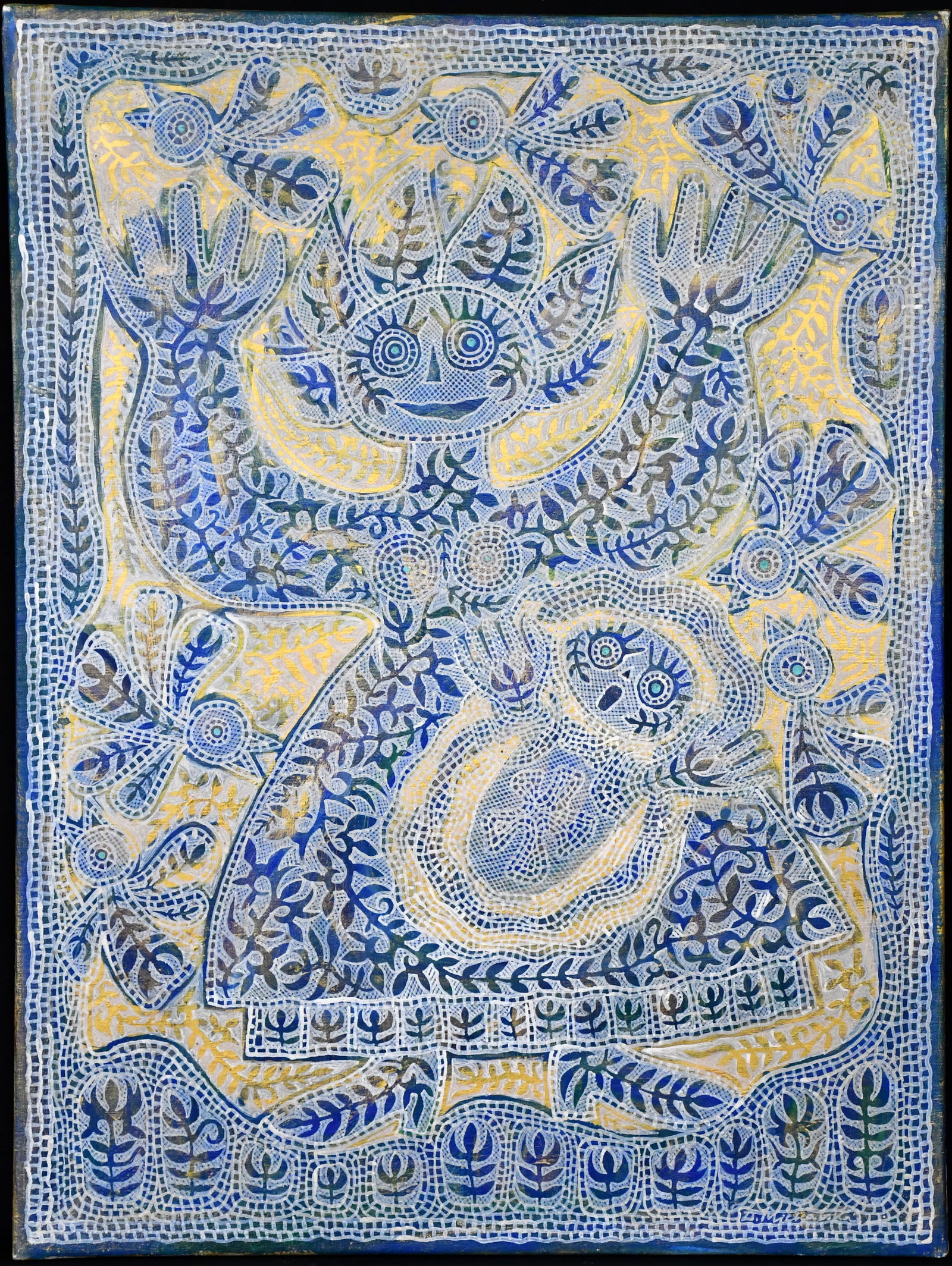 Danuta Michalska. Mother and Child.: Danuta Michalska. Mother and Child. c. 1990s. Signed. Gouache on canvas. Excellent condition. 18" w x 24" h. Est. $300-500. Ship: $65 Please Read Before You Bid: By registering for and/or placing