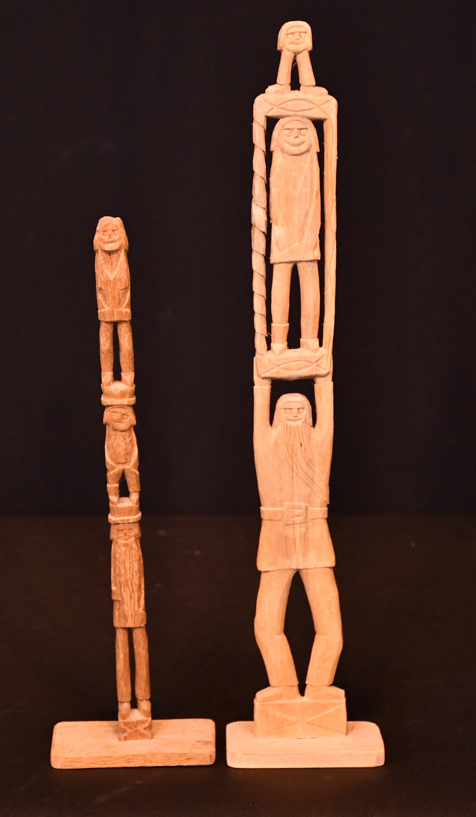 Rev. Herman Hayes. Pair of Totems.: Rev. Herman Hayes. Pair of Totems. 1990-1994. Signed and dated. Excellent condition. Tallest is 14.5" h. Est. $100-200. Ship: $55 Please Read Before You Bid: By registering for and/or placing a