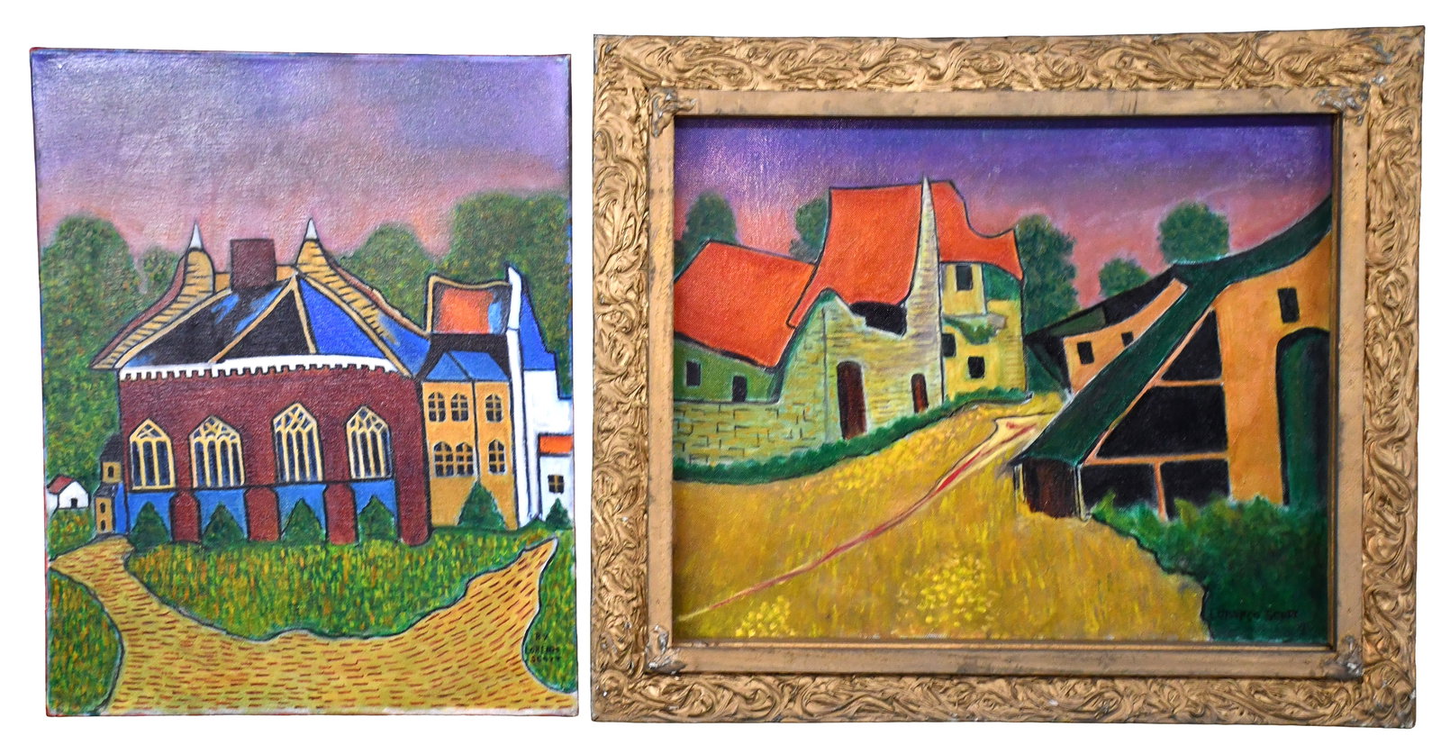 Lorenzo Scott. Pair of Van Gogh Inspired Paintings. (1 of 2)