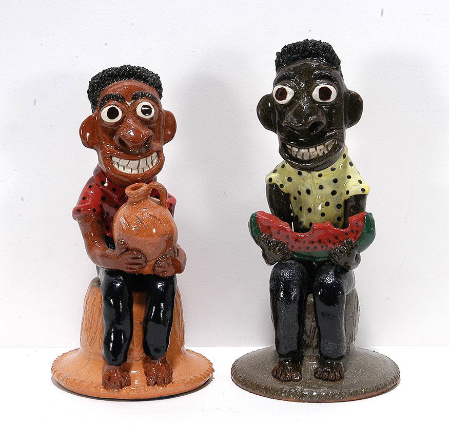 Albert Hodge. Figurines.: Albert Hodge. Pair of Hand Molded Figurines. Signed. Not dated. Clay and glaze. Mint condition. Tallest is 10”h. Est. $300-500. Ship: $85
