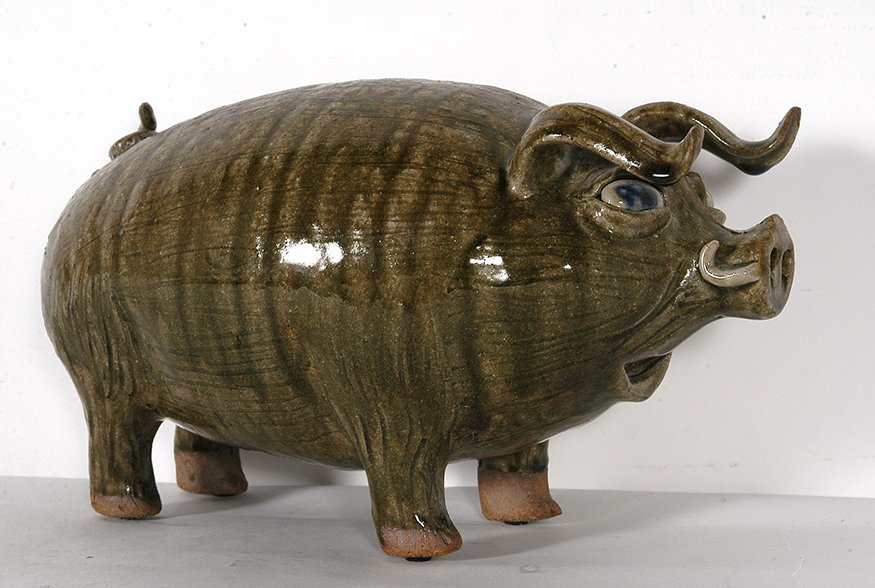 Clint Alderman. Wart Hog.: Clint Alderman. Wart Hog. 2003. Signed and dated. Ash glaze. Mint condition. 6” x 12.5”. Est. $200-300. Ship: $55