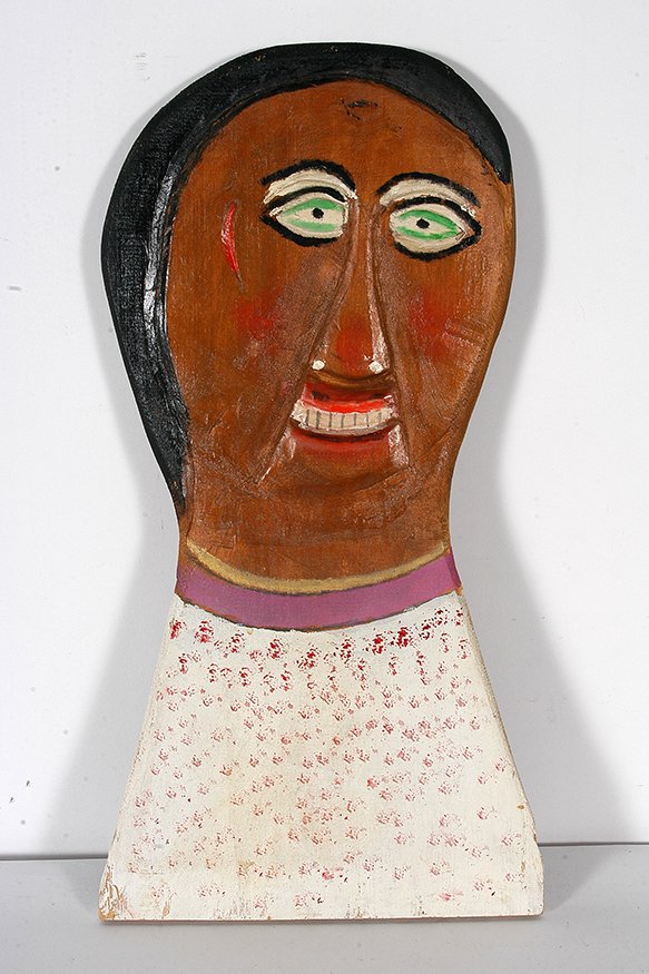 William Dawson. Portrait.: William Dawson. Portrait. 1989. Signed and dated. Cut and painted wood. Excellent condition. 10.5” x 20” h. Est. $800-1,200. Ship: $45