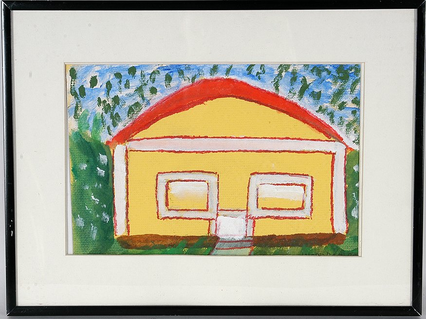 William Dawson. Yellow Mask House.: William Dawson. Yellow Mask House. Signed. Not dated. Watercolor on paper. Excellent condition. Image is 11”w x 8”h. Frame is 16” w x 12”h. Est. $300-500. Ship: $35