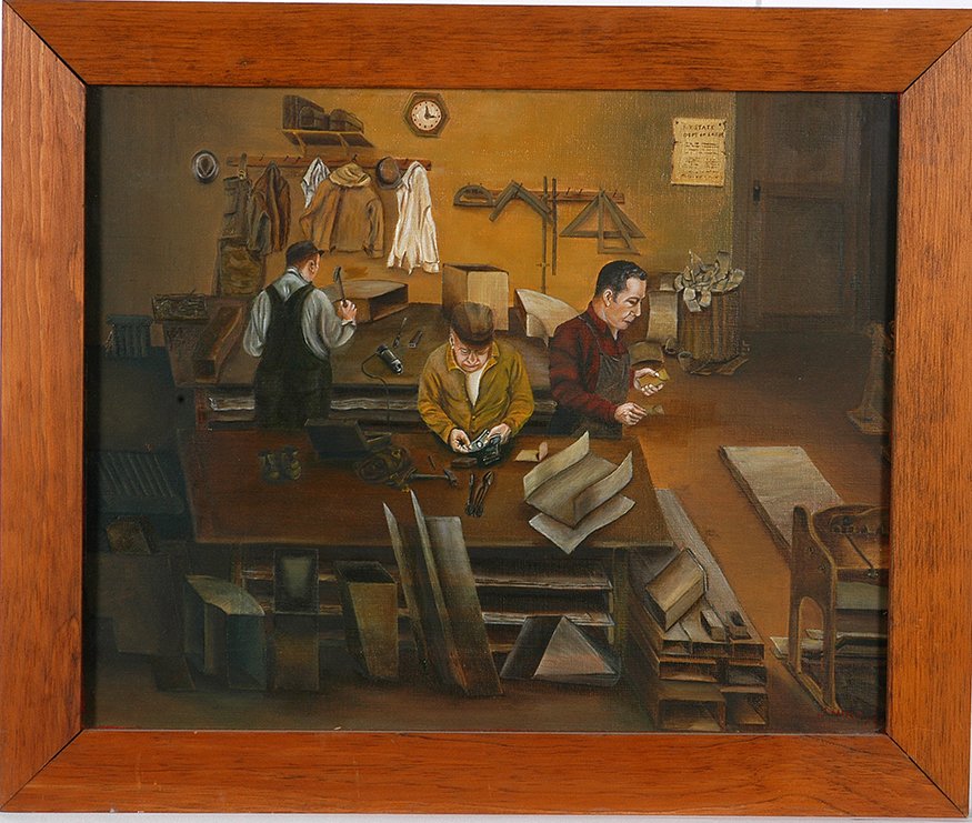 John Niro. The Layoff.: John Niro. The Layoff. 1969. Signed and dated. Oil on canvas. Size with frame is 24” x 20”. Excellent condition. Provenance: The Fenimore Art Museum, Cooperstown, NY. Est. $1,000-1,500. Ship: $45