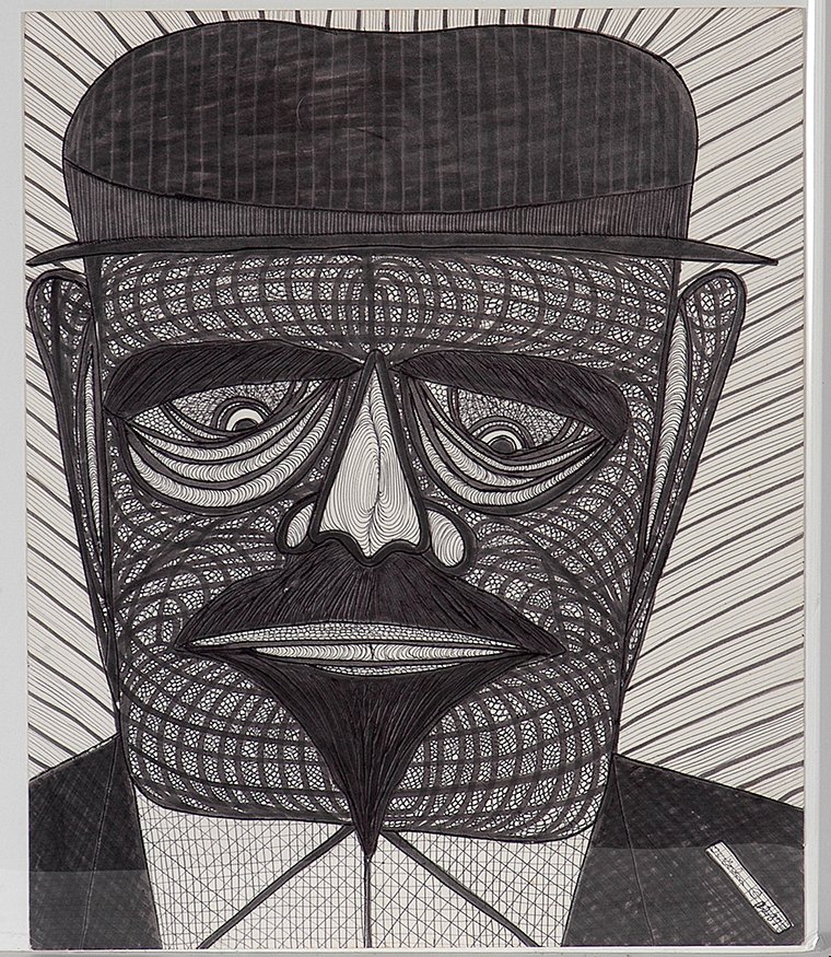 Ted Gordon. Exile.: Ted Gordon. Exile. 1987. Signed, dated and titled. Ink and marker on cardstock. Excellent condition. 14” w x 17”h. Est. $400-600. Ship: $45