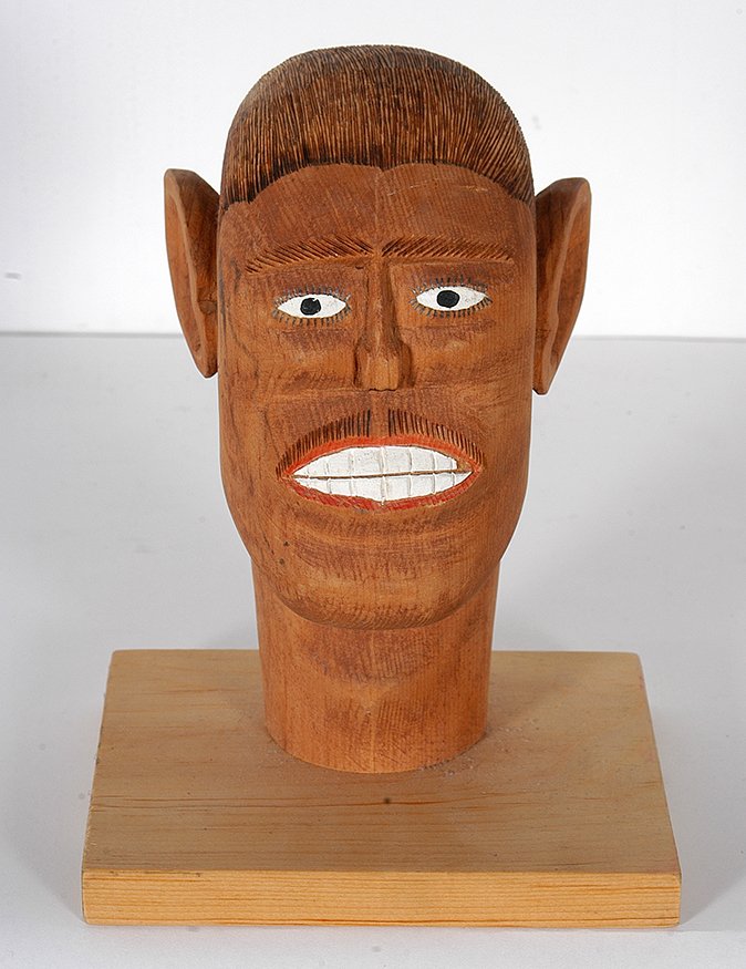Sulton Rogers. Head Of Man.: Sulton Rogers. Head Of Man. Carved natural wood. Excellent condition. 9” x 7” x 5.5”. Est. $200-400. Ship: $35